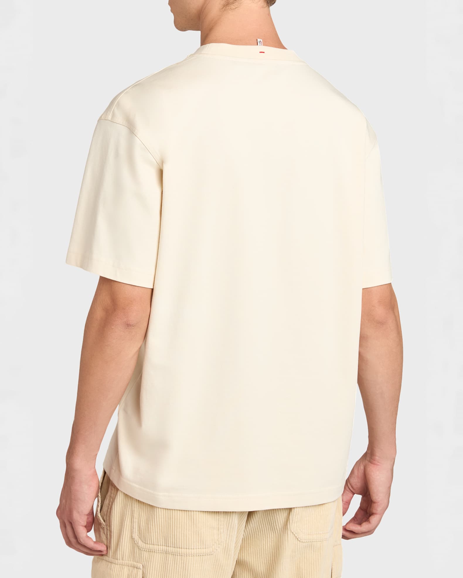 Moncler Grenoble Men's Denim Pocket Cotton T-Shirt with Clip