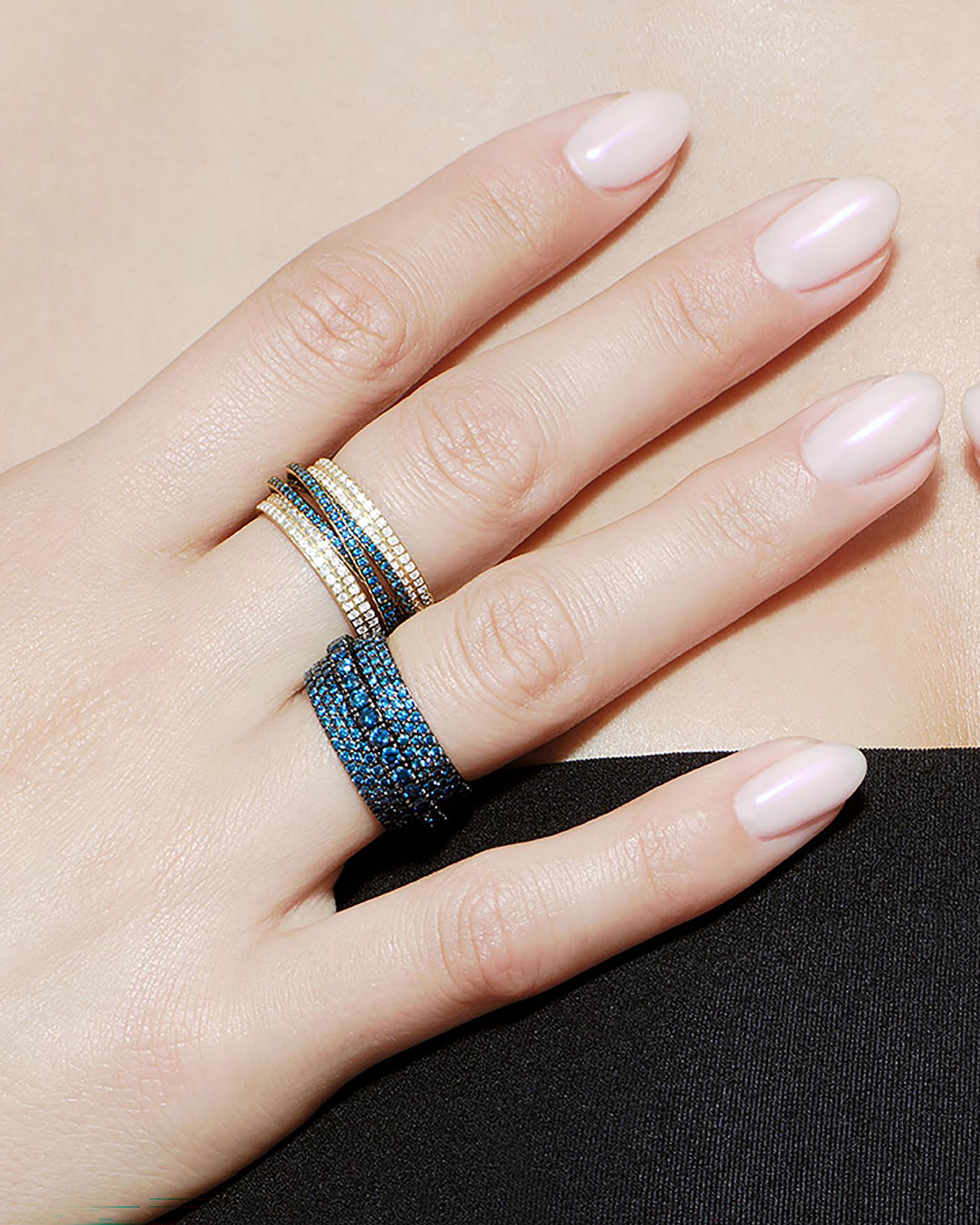 LANA Denim Blue and White Diamond Kinetic Ring, Size 7 | Neiman Marcus