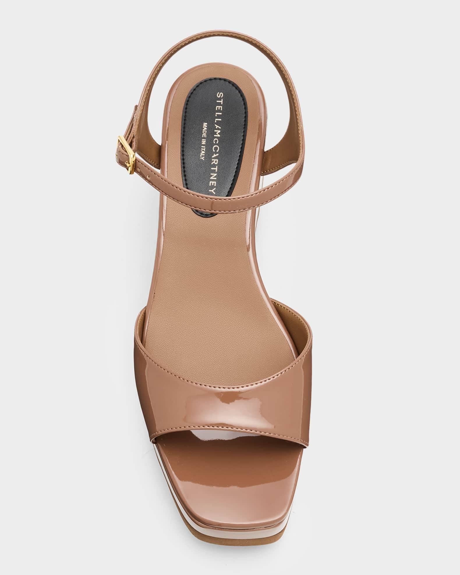 Stella McCartney 55mm Elyse Patent Platform Sandals | Neiman Marcus