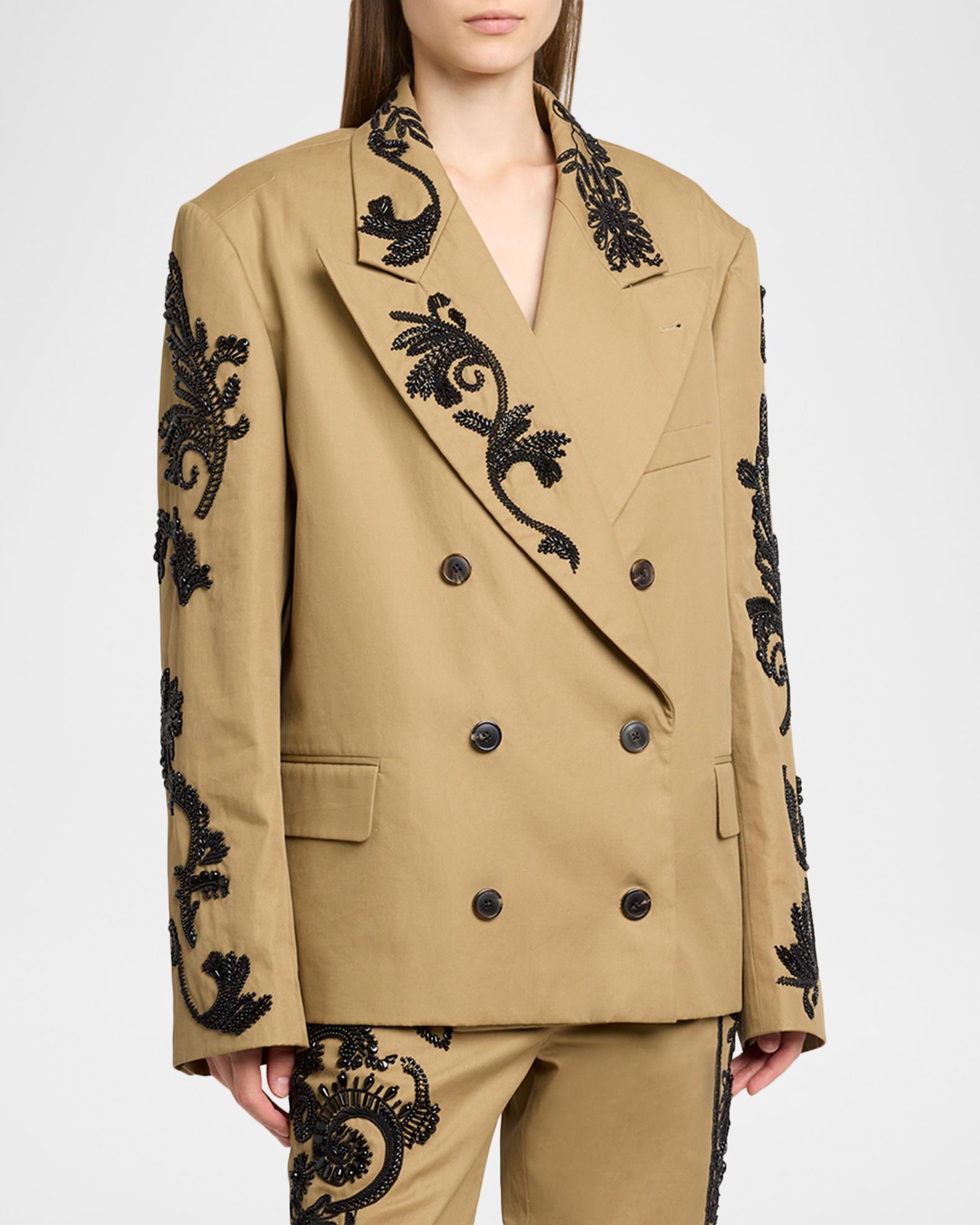 Dries Van Noten Bosea Embroidered Double-Breasted Jacket | Neiman