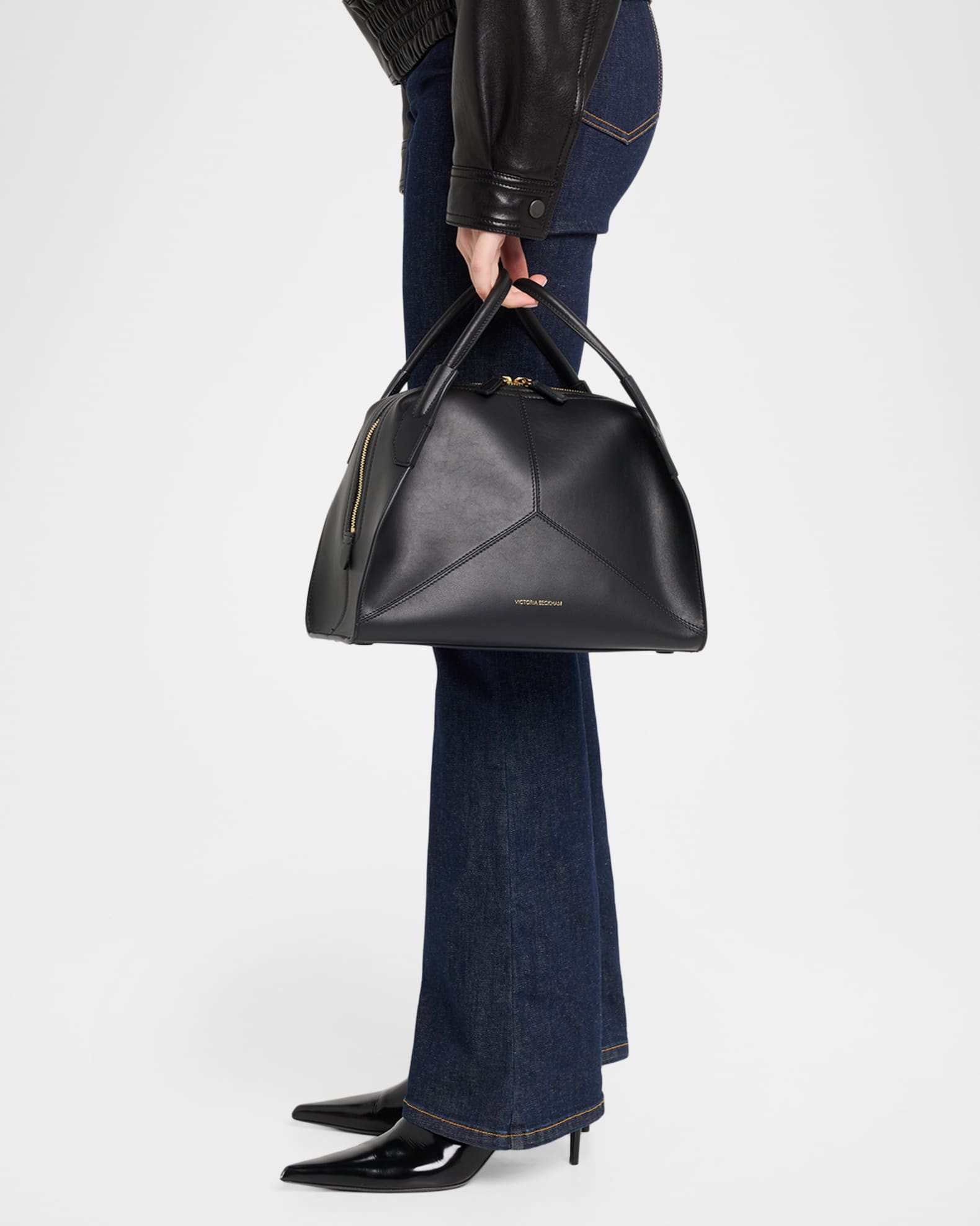 Plie Leather Top-Handle Bag | Neiman Marcus