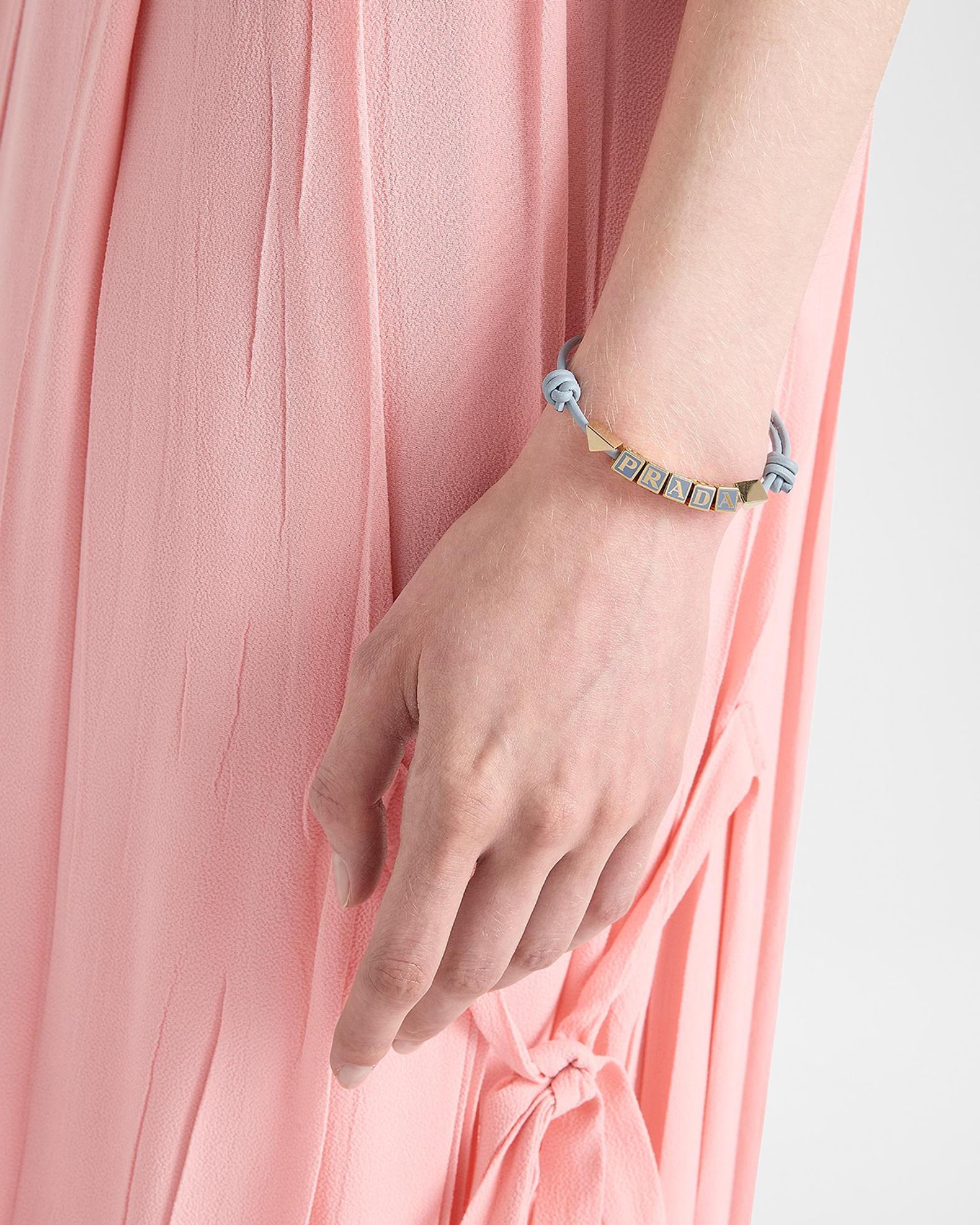 Prada Nappa Leather and Metal Logo Bracelet | Neiman Marcus