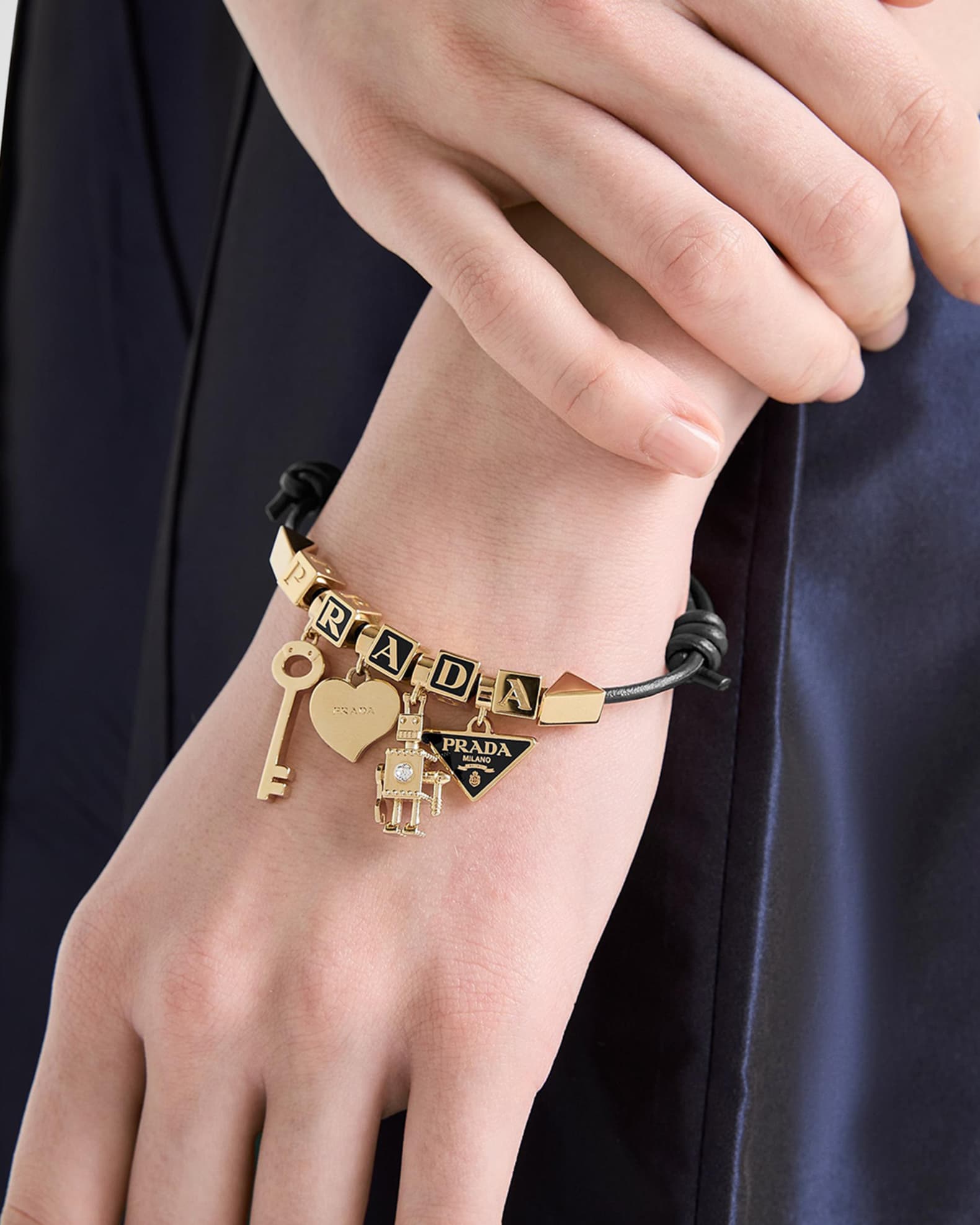 PRADA レザー チャーム　船 Prada Nappa Leather and Metal Charm Bracelet | Neiman Marcus
