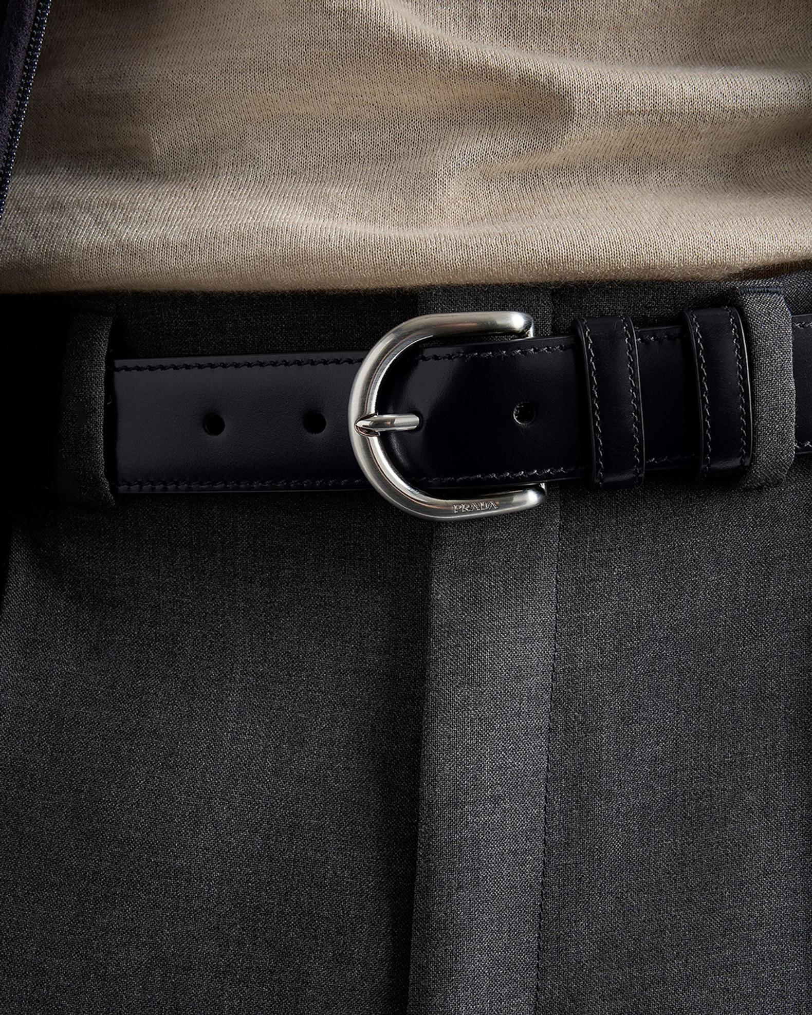 Prada Men's Leather Logo-Engraved Buckle Belt | Neiman Marcus