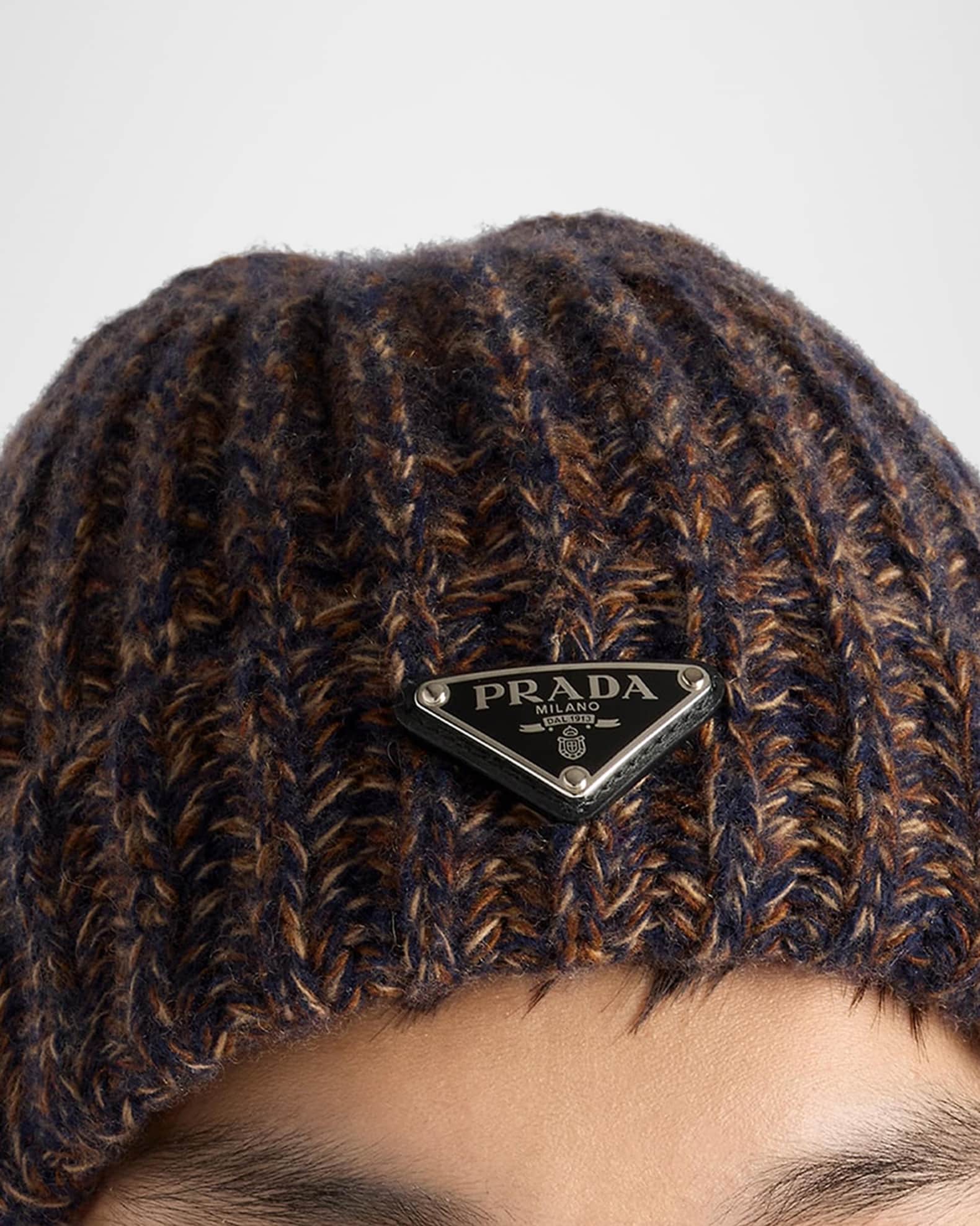 Prada Men's Wool and Cashmere Melange Knit Beanie Hat | Neiman Marcus