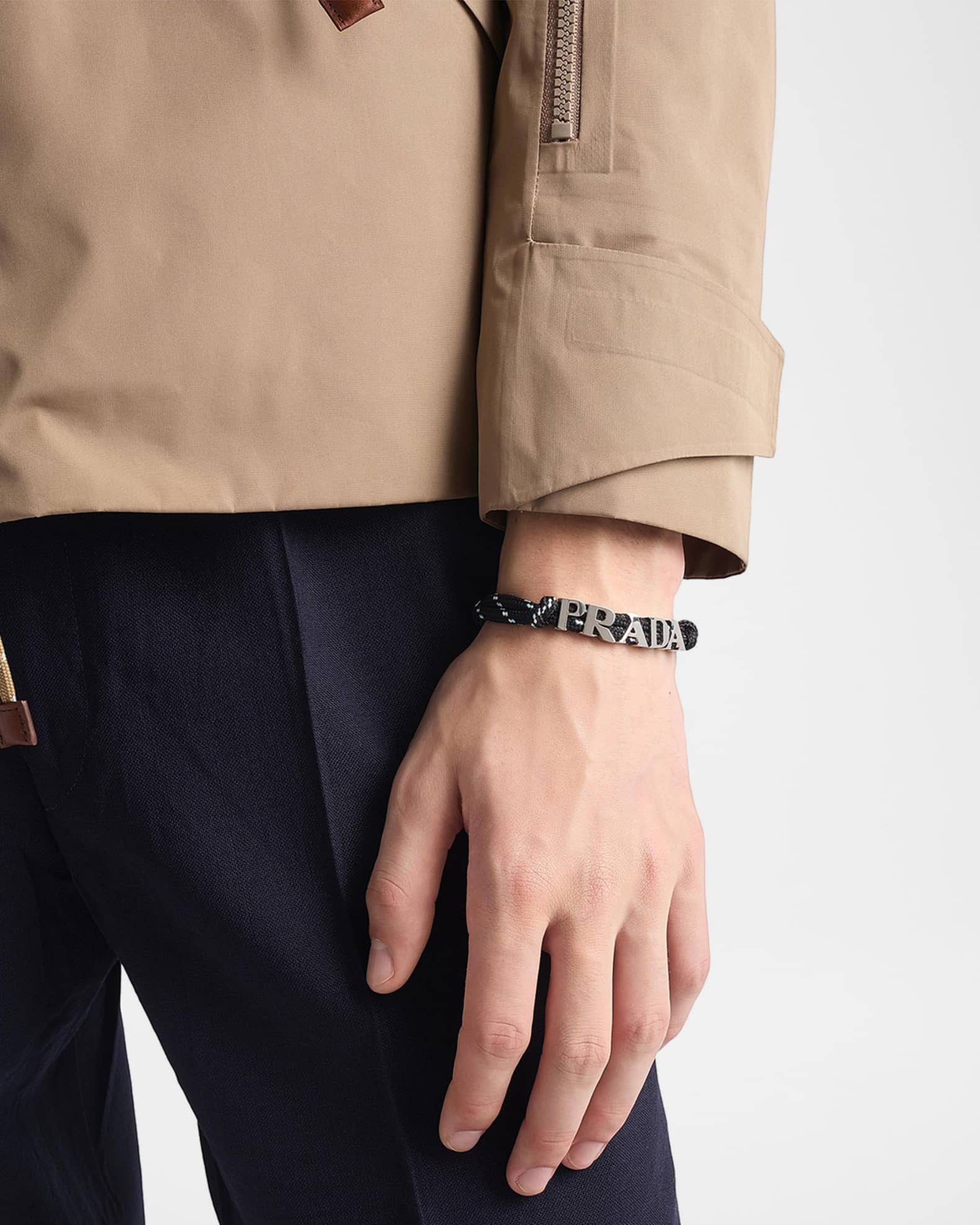 Prada メンズ　ブレスレット Prada Logo Text Cord Bracelet | Neiman Marcus