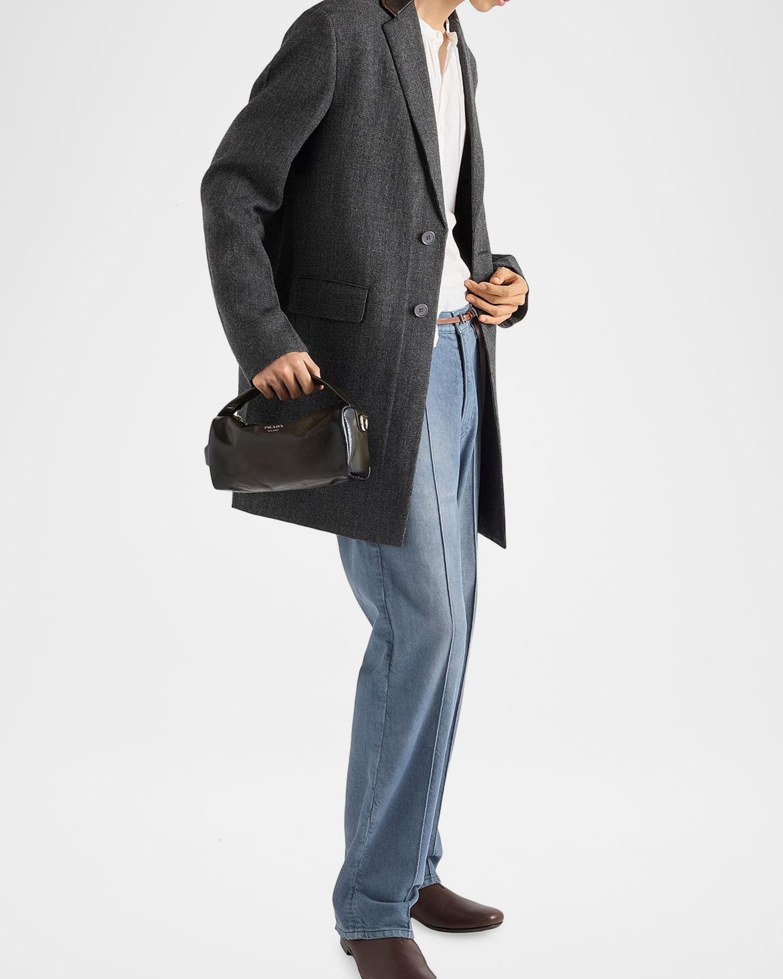 Prada Antiqued Leather Shoulder Bag | Neiman Marcus