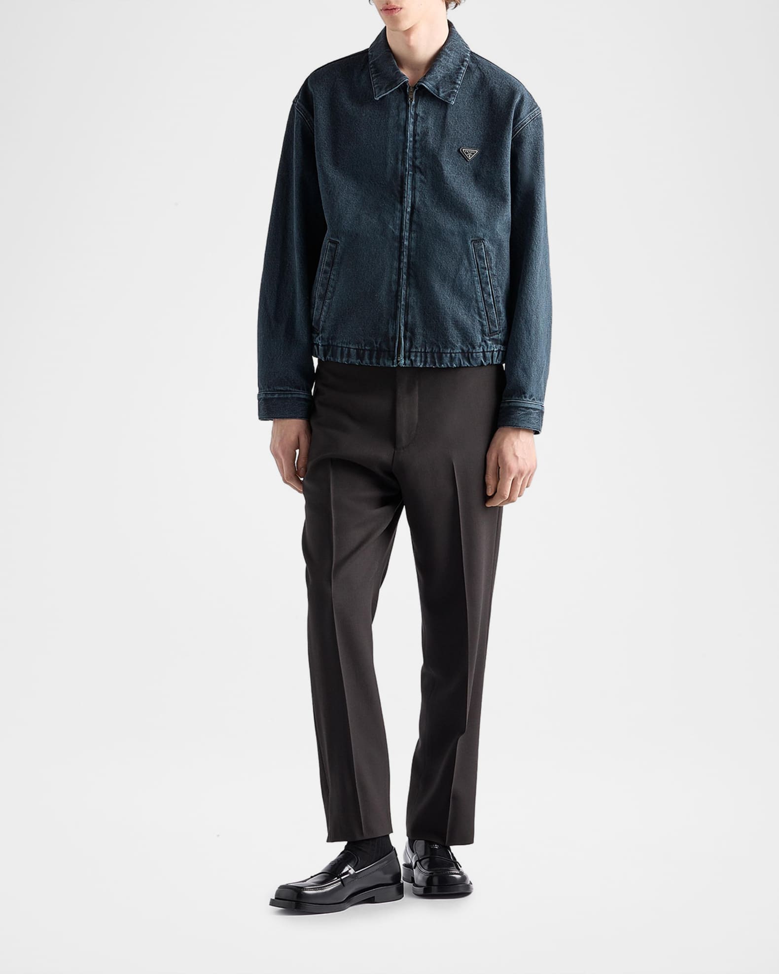 Prada Men's Denim Zip Shirt Jacket | Neiman Marcus
