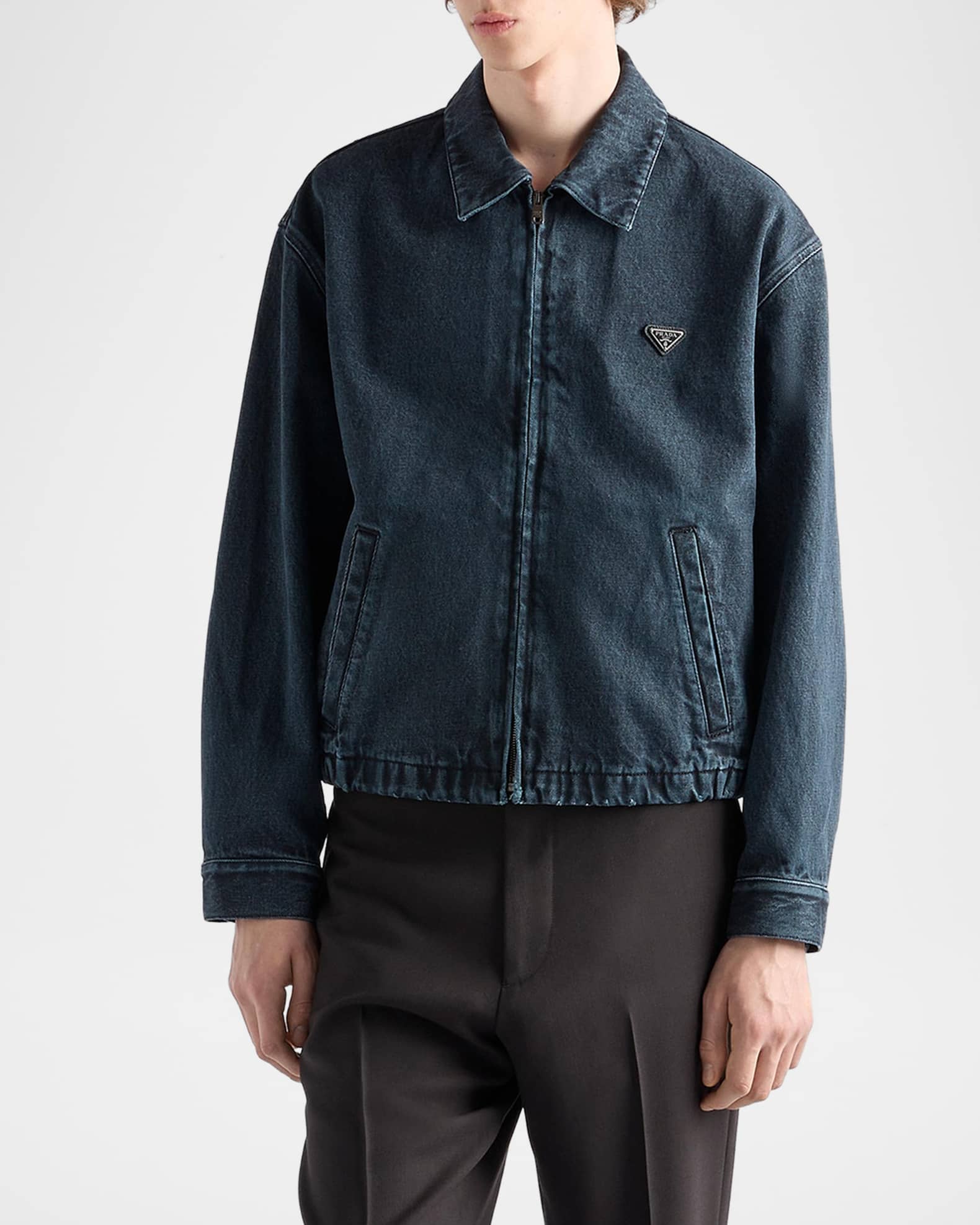 Prada Men's Denim Zip Shirt Jacket | Neiman Marcus
