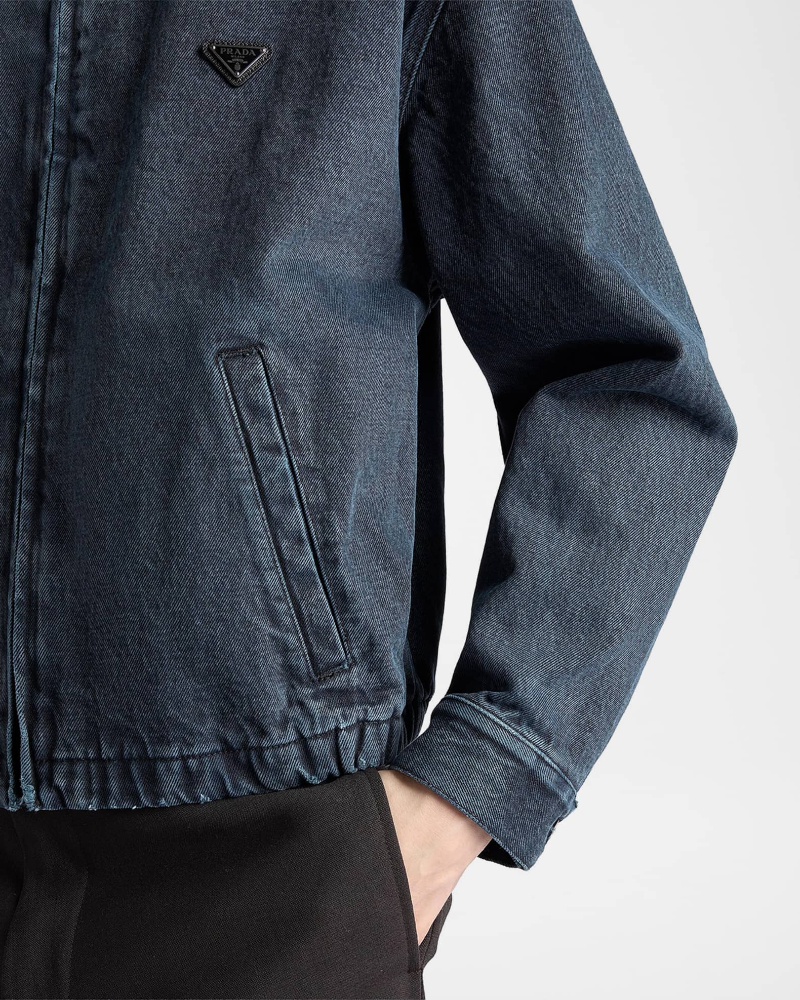 Prada Men's Denim Zip Shirt Jacket | Neiman Marcus