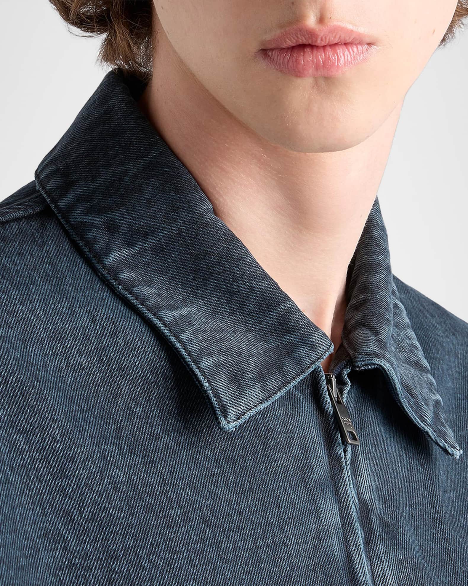 Prada Men's Denim Zip Shirt Jacket | Neiman Marcus