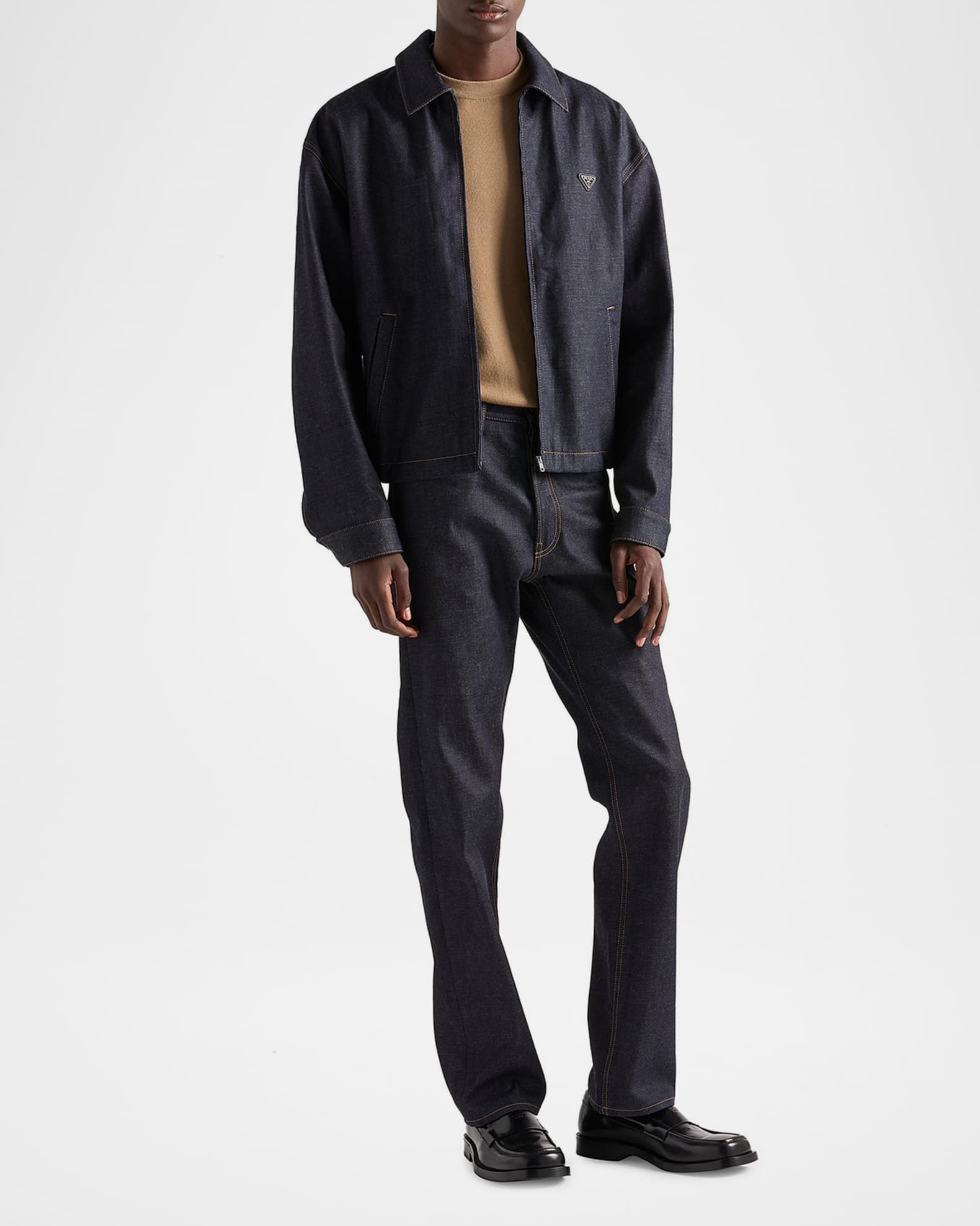 Prada Men's Denim Zip Shirt Jacket | Neiman Marcus