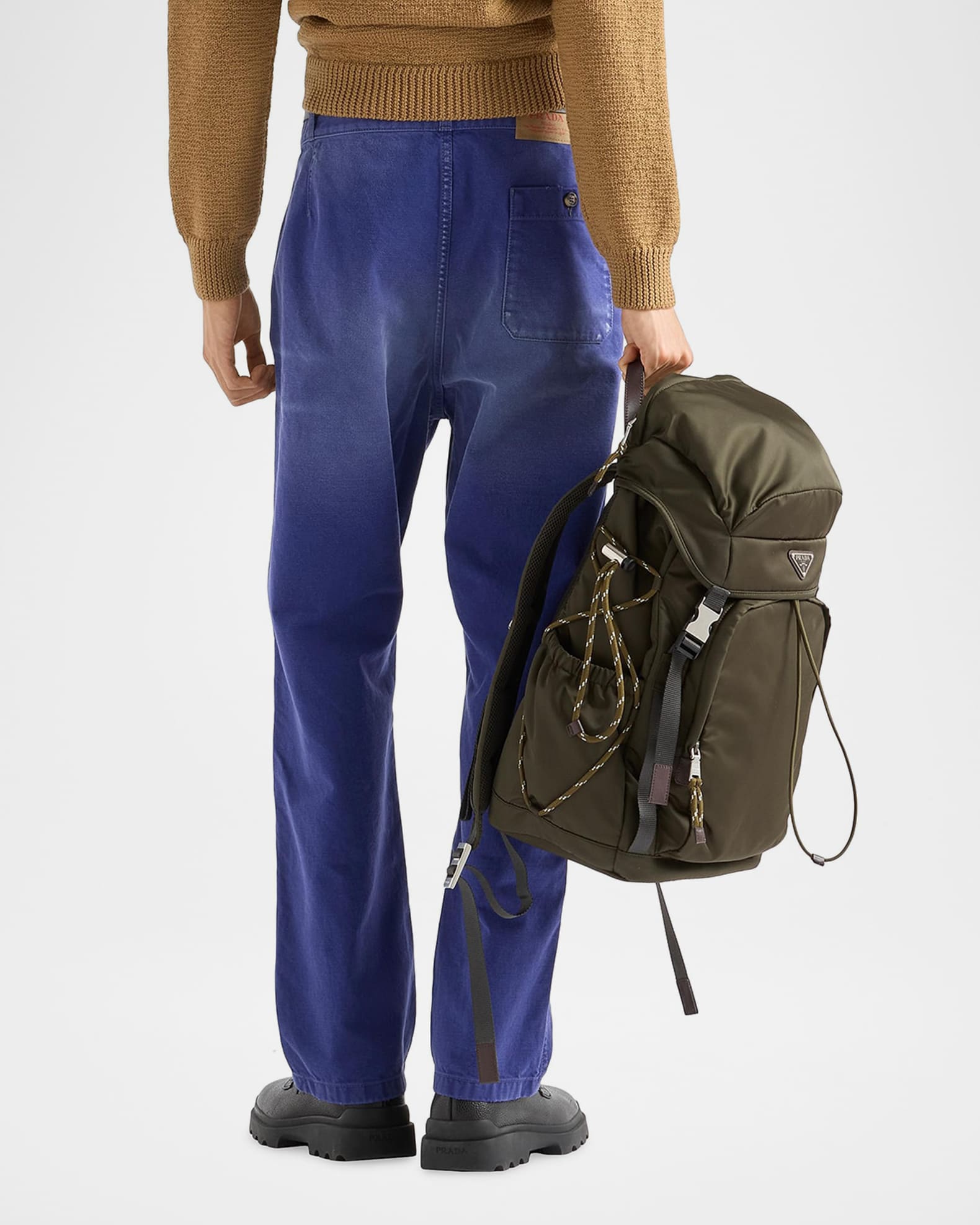 Prada Men's Vintage-Treated Twill Relaxed Fit Five-Pocket Pants