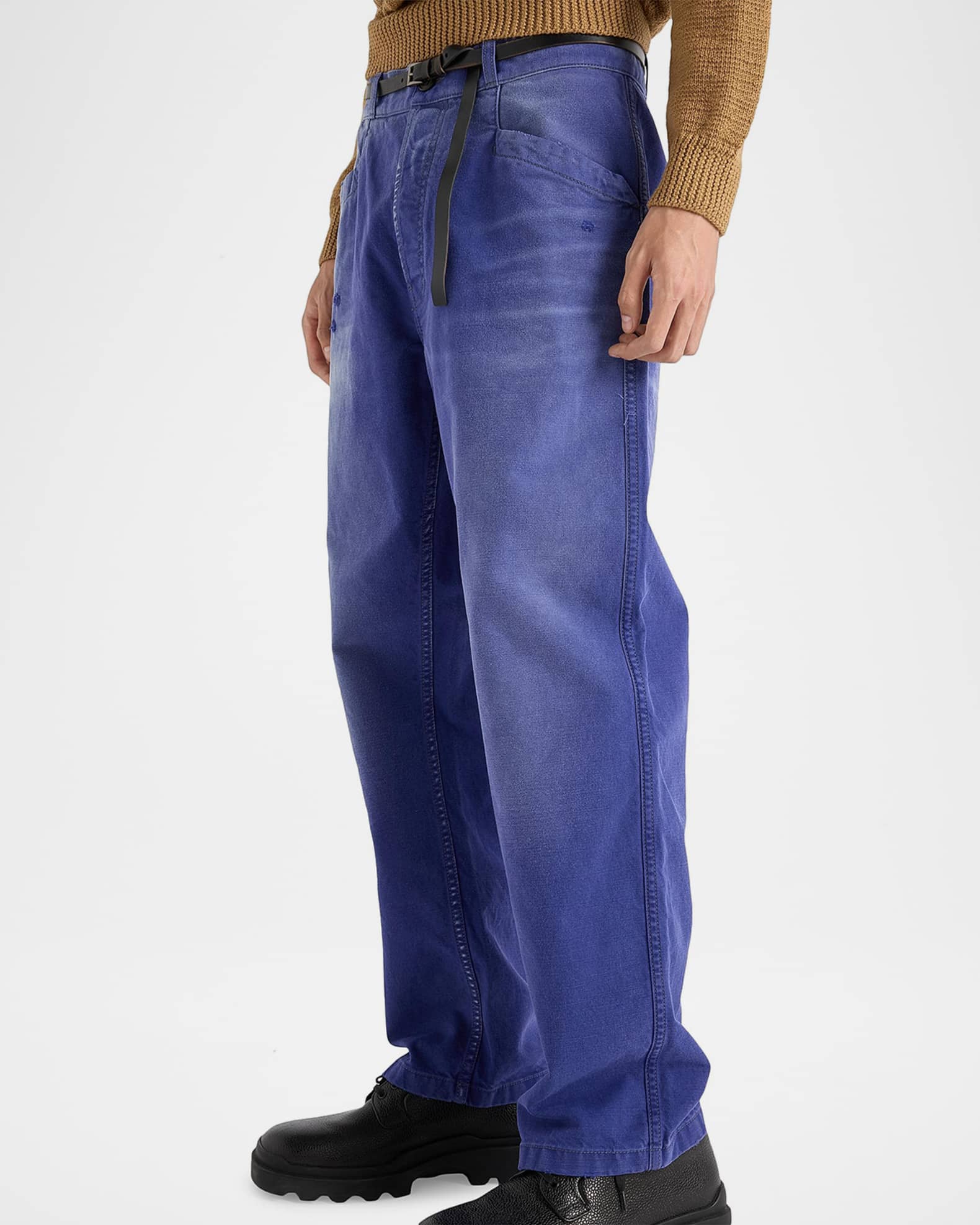 Prada Men's Vintage-Treated Twill Relaxed Fit Five-Pocket Pants