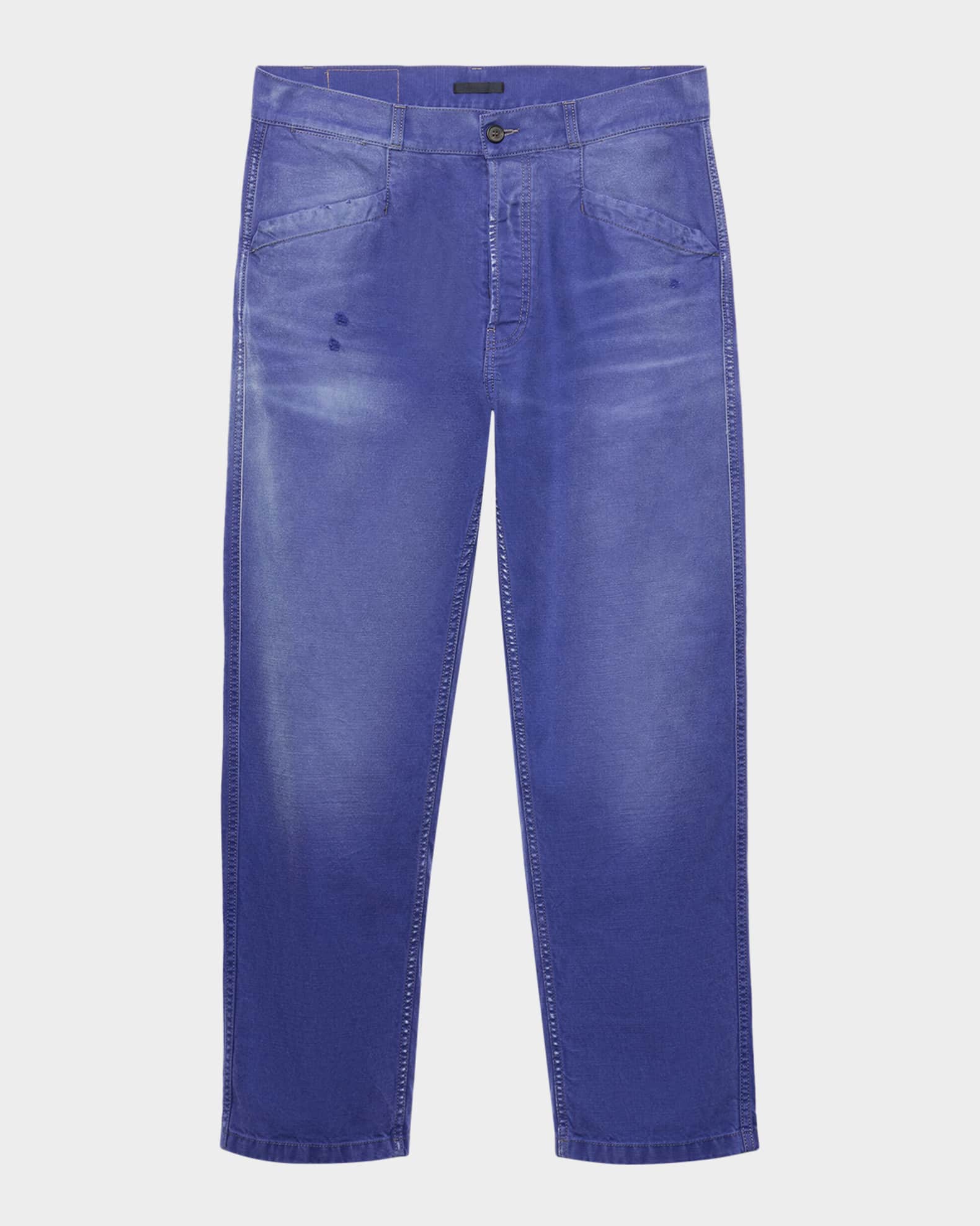 Prada Men's Vintage-Treated Twill Relaxed Fit Five-Pocket Pants
