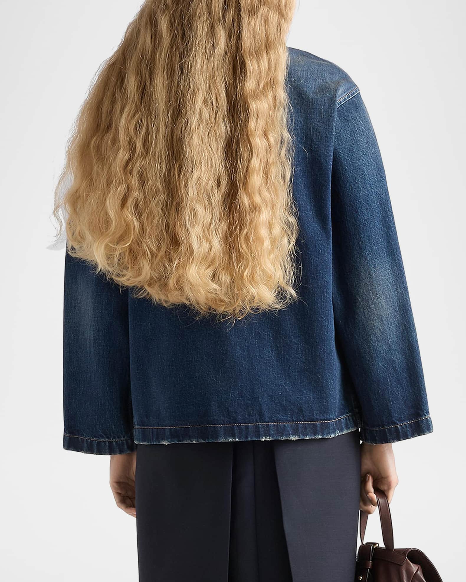 PRADA ガーメント Prada Washed Denim Blouson Jacket | Neiman Marcus