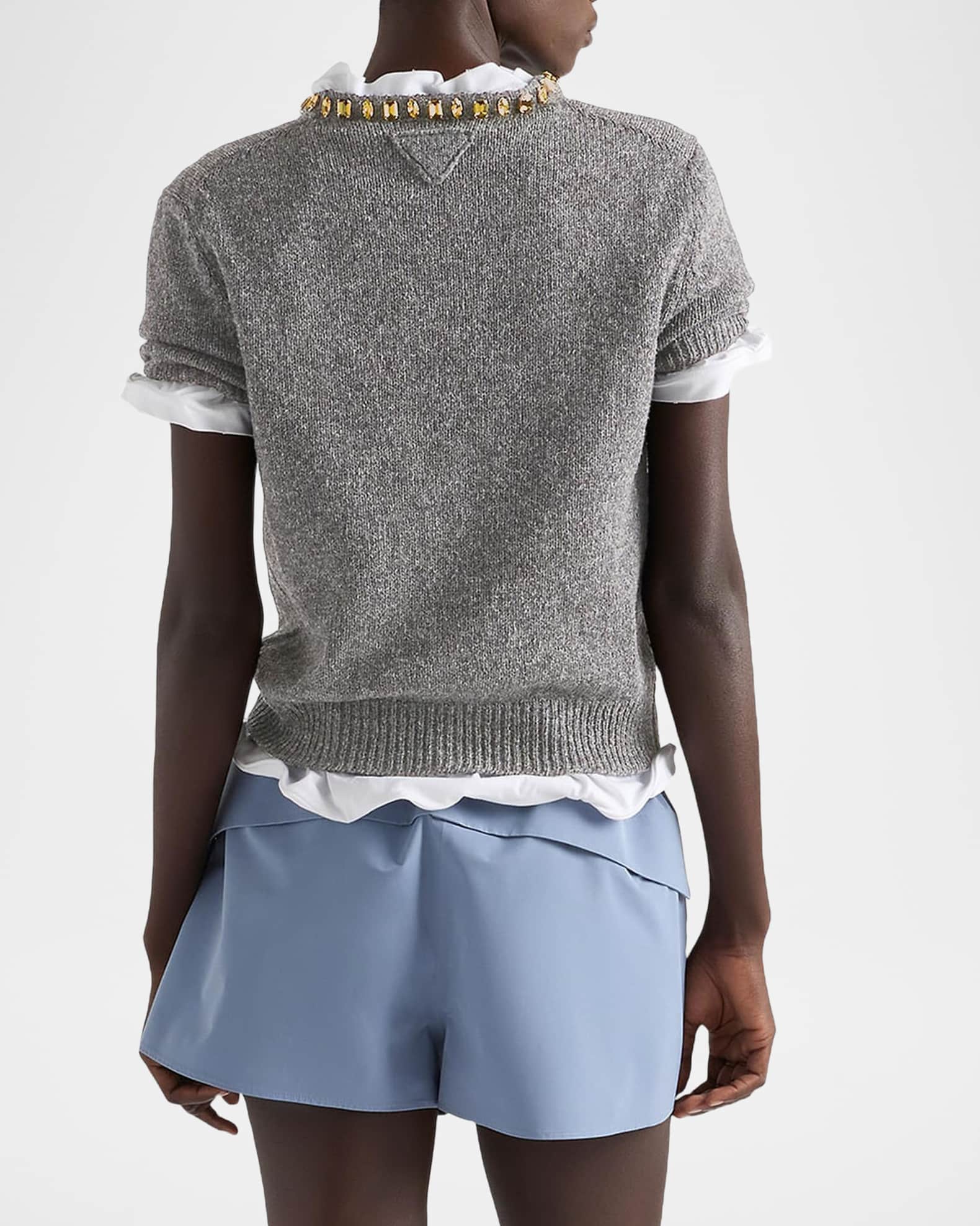 Prada Jewel-Embellished Wool-Cashmere Sweater | Neiman Marcus