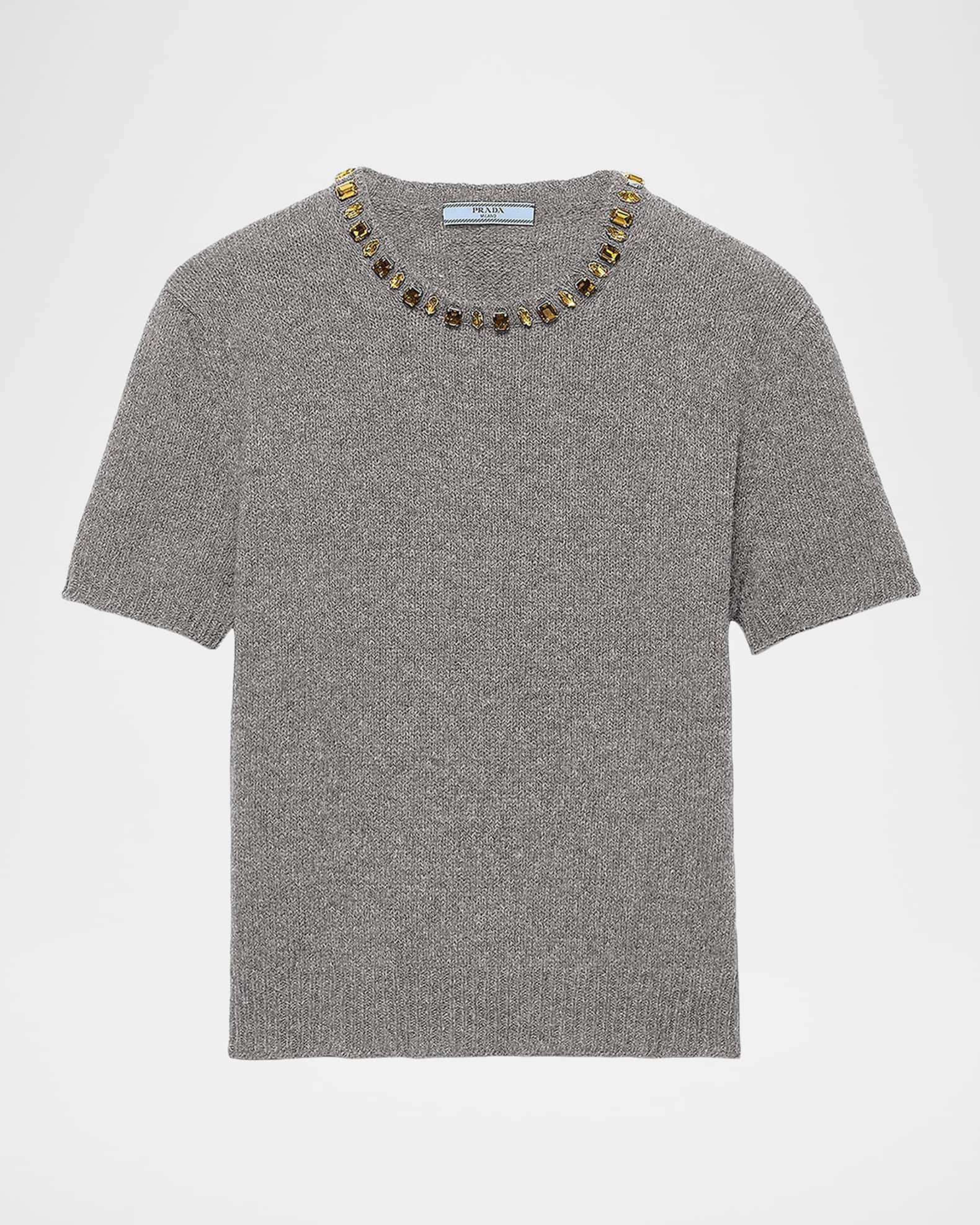 Prada Jewel-Embellished Wool-Cashmere Sweater | Neiman Marcus