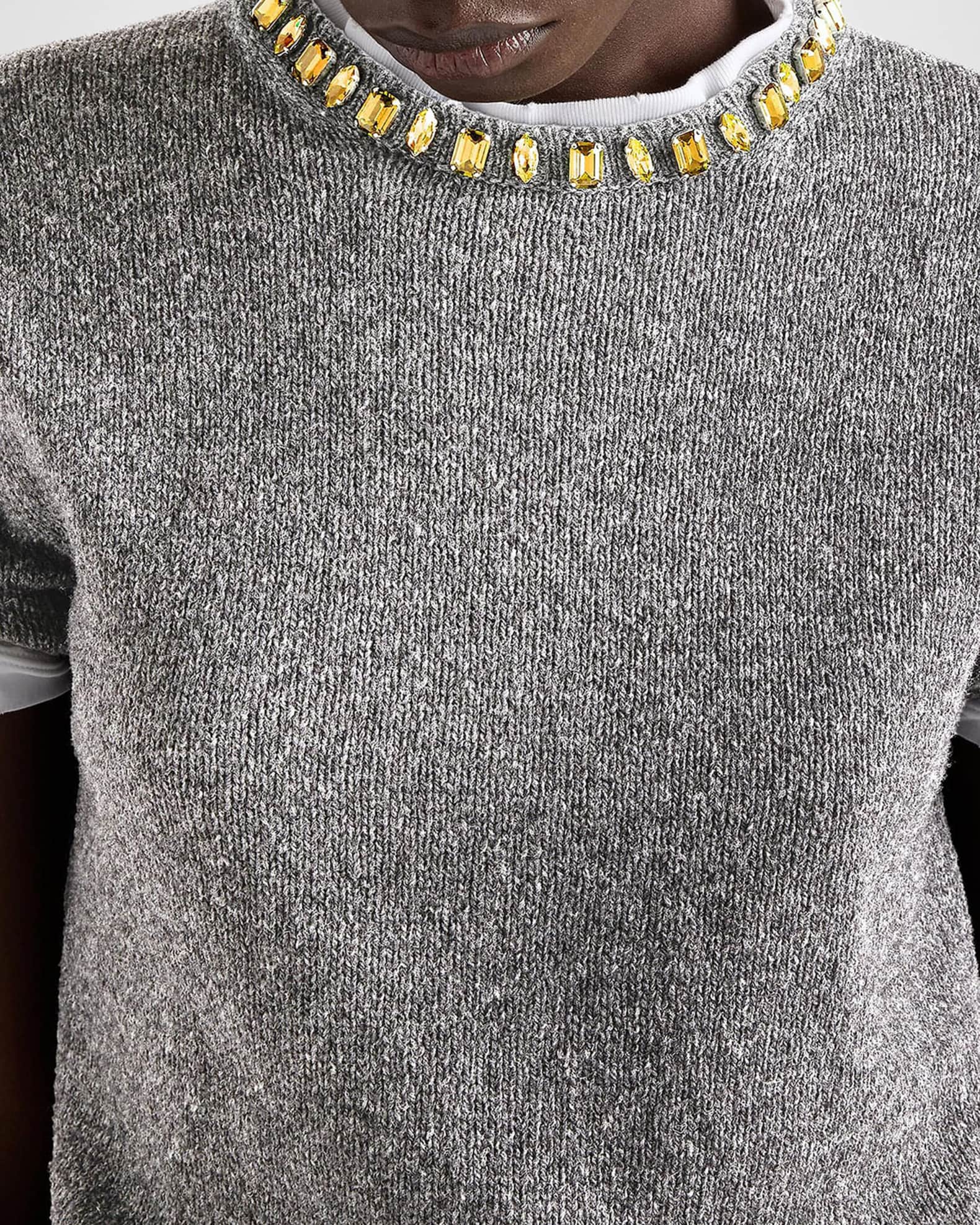Prada Jewel-Embellished Wool-Cashmere Sweater | Neiman Marcus