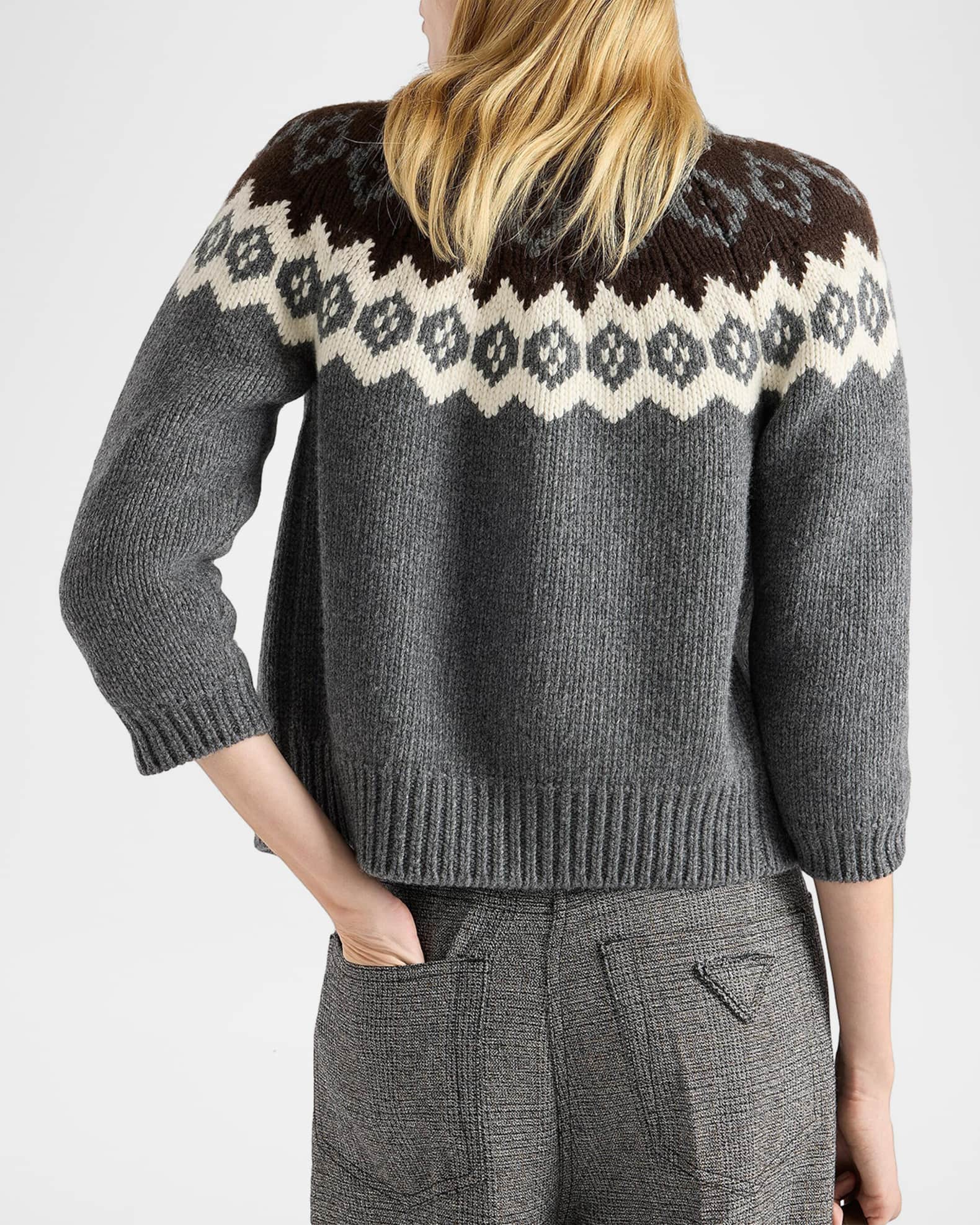 Prada Intarsia Wool-Cashmere Button-Front Cardigan | Neiman Marcus