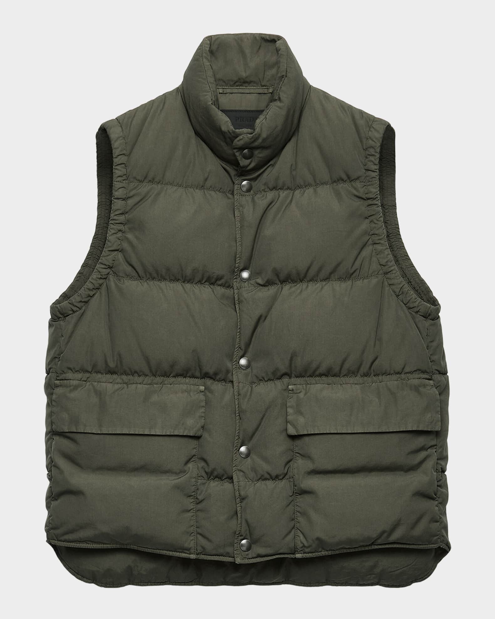 Prada Men's Cotton Down Snap-Front Vest | Neiman Marcus