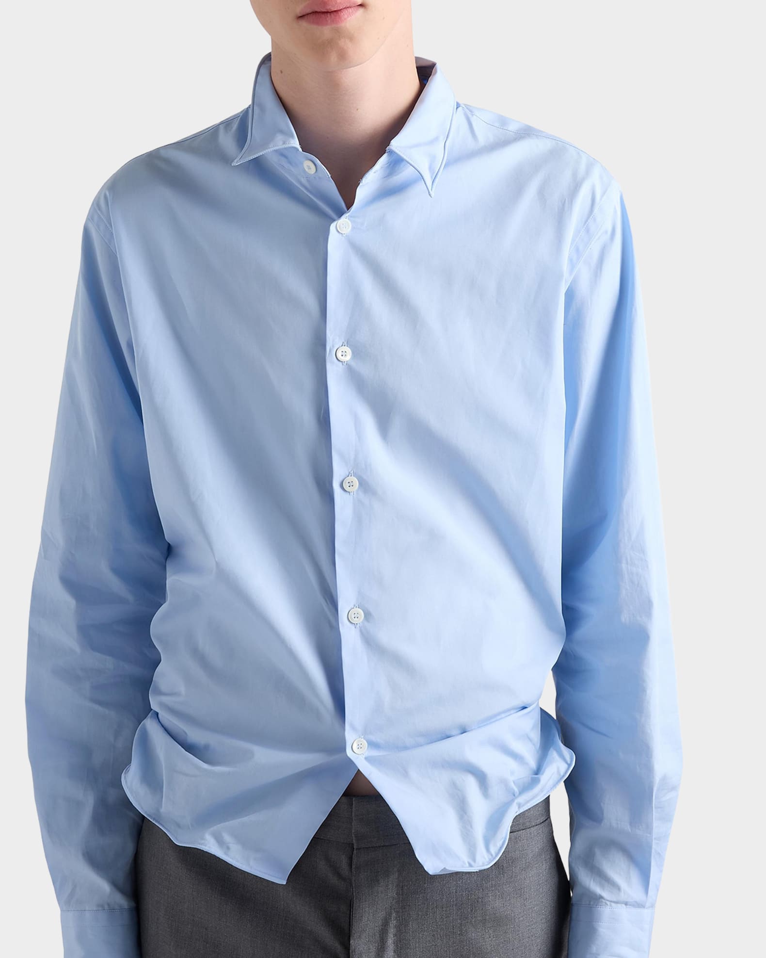 Prada Men's Crinkled Cotton Button-Down Shirt | Neiman Marcus