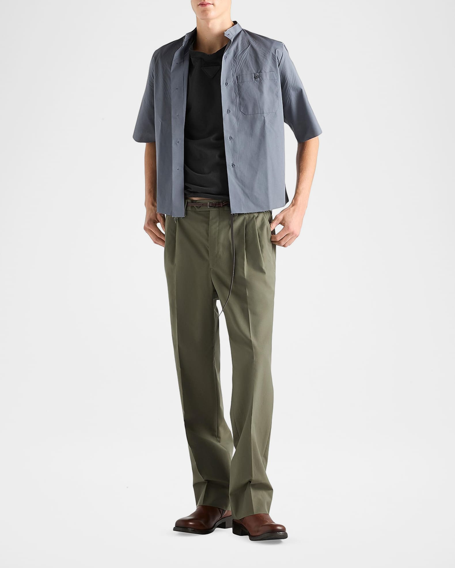 PRADA シャツ Prada Short-Sleeved Silk Taffeta Shirt | Neiman Marcus