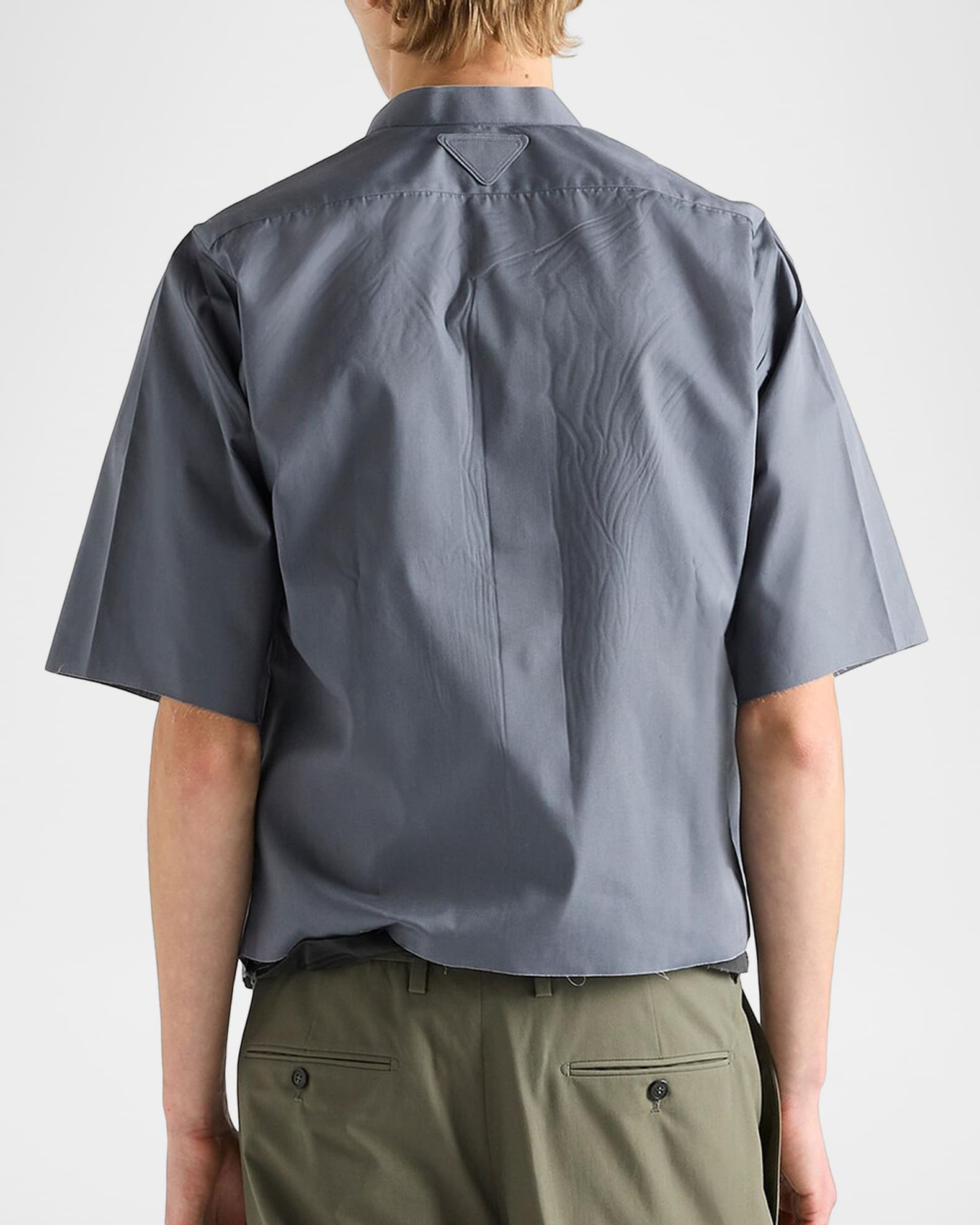 Prada Men's Short-Sleeve Raw-Cut Shirt | Neiman Marcus