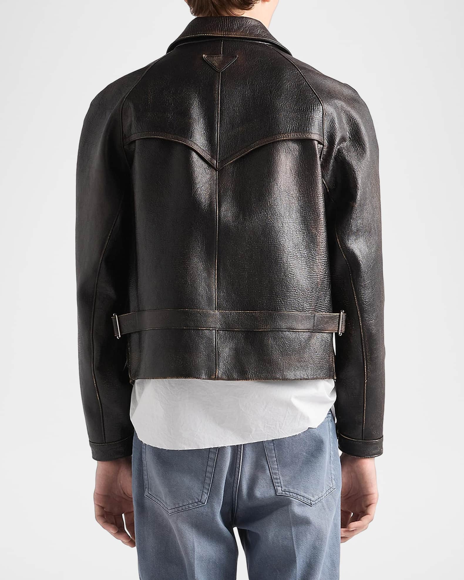 Prada Men's Full-Zip Nappa Leather Jacket | Neiman Marcus