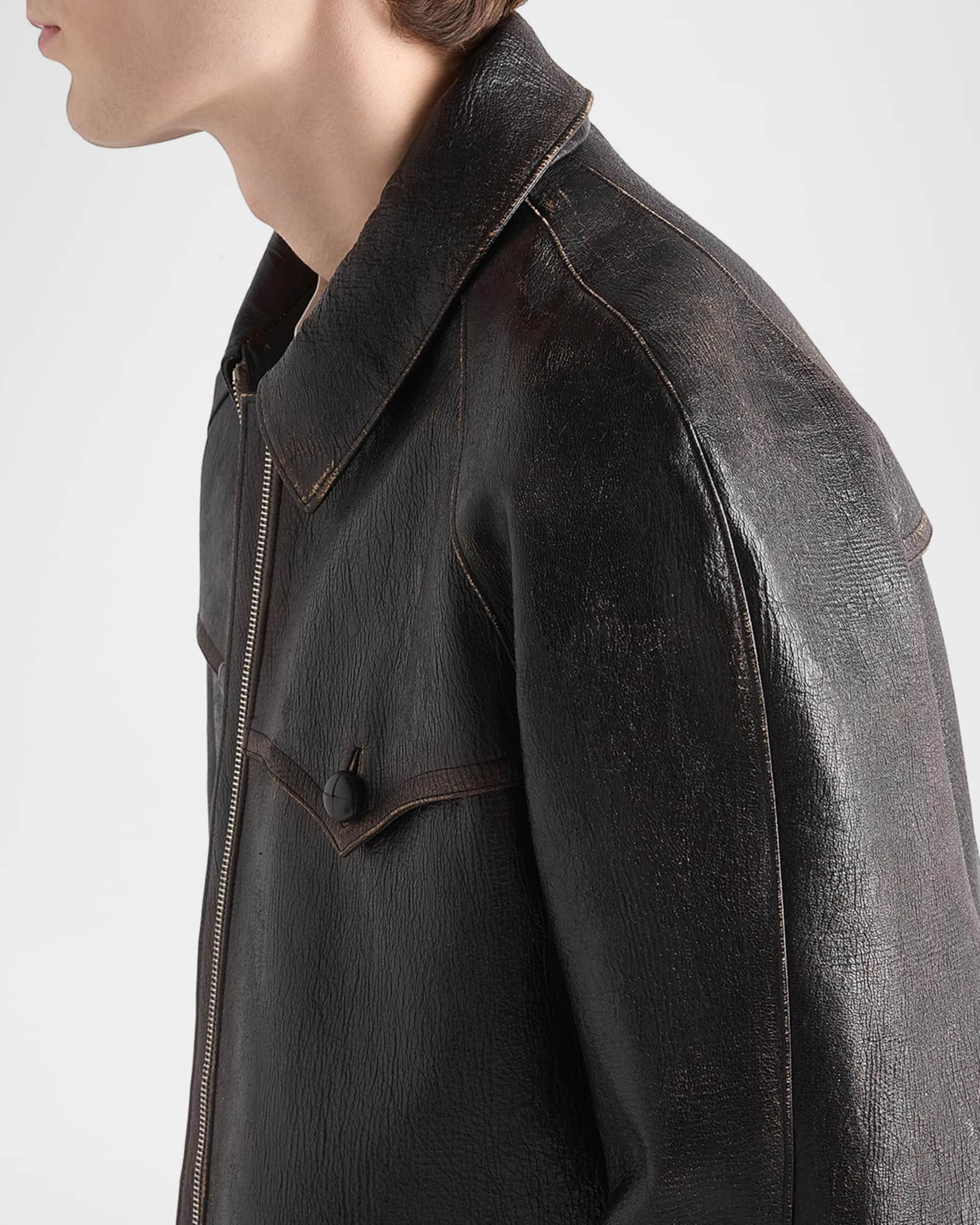 Prada Men's Full-Zip Nappa Leather Jacket | Neiman Marcus