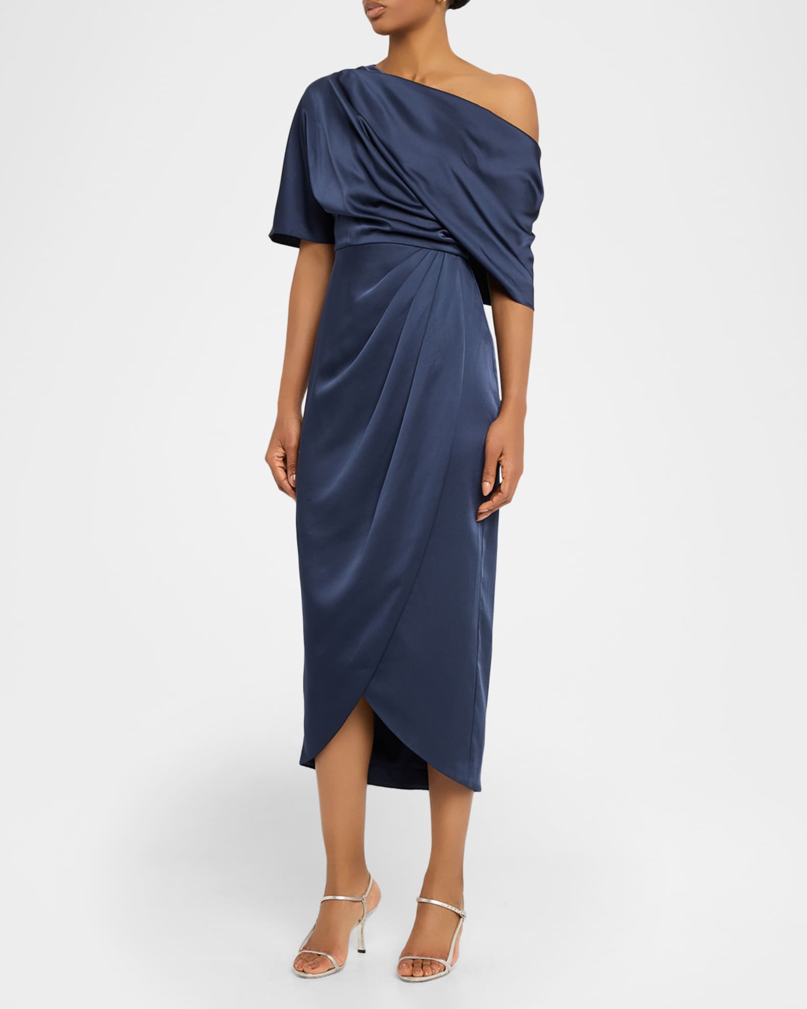 kamea nude satin backless midi dress product info and reviews Bridal Cream One Shoulder Backless Maxi Emilee Dress XXL