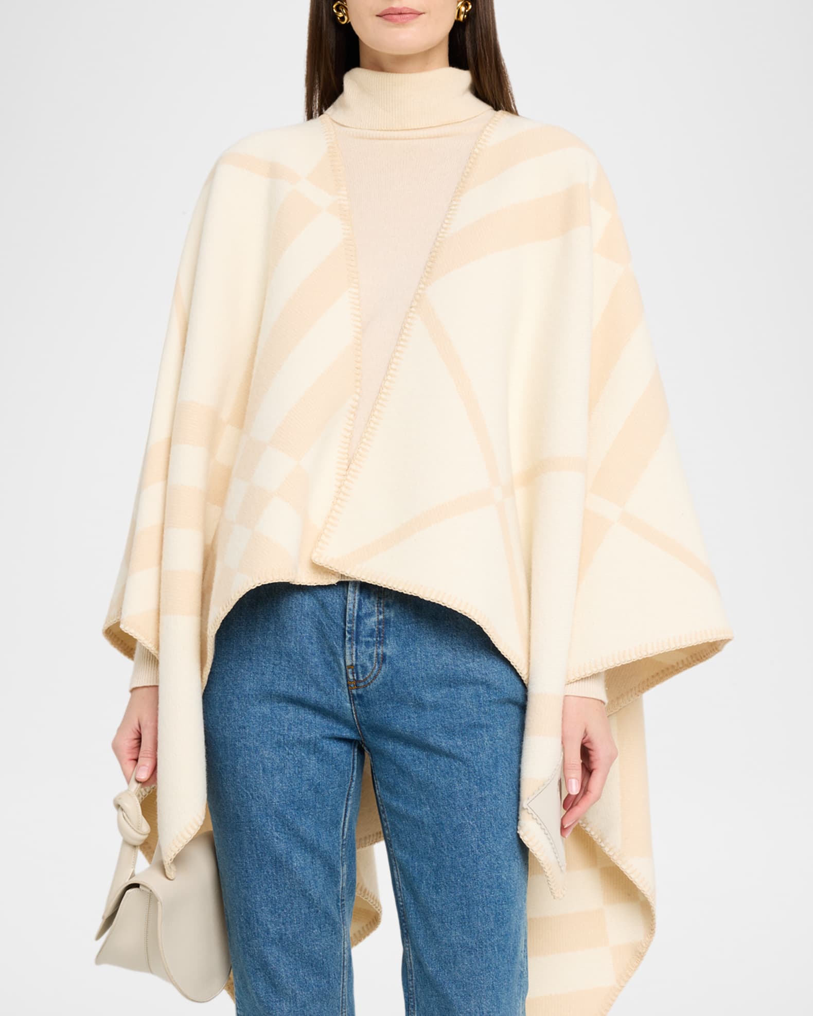 BURBERRY Vネックワンピース 6Y Burberry Check Wool Cashmere Cape | Neiman Marcus