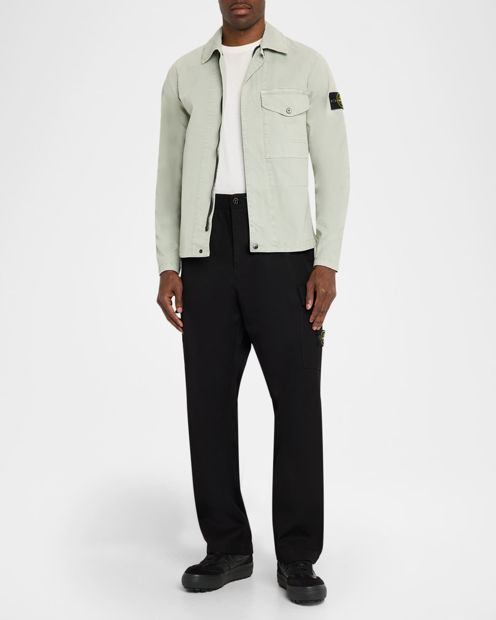トップス STONE  Stone Island Men's Cotton Stretch Full-Zip Shirt Jacket | Neiman