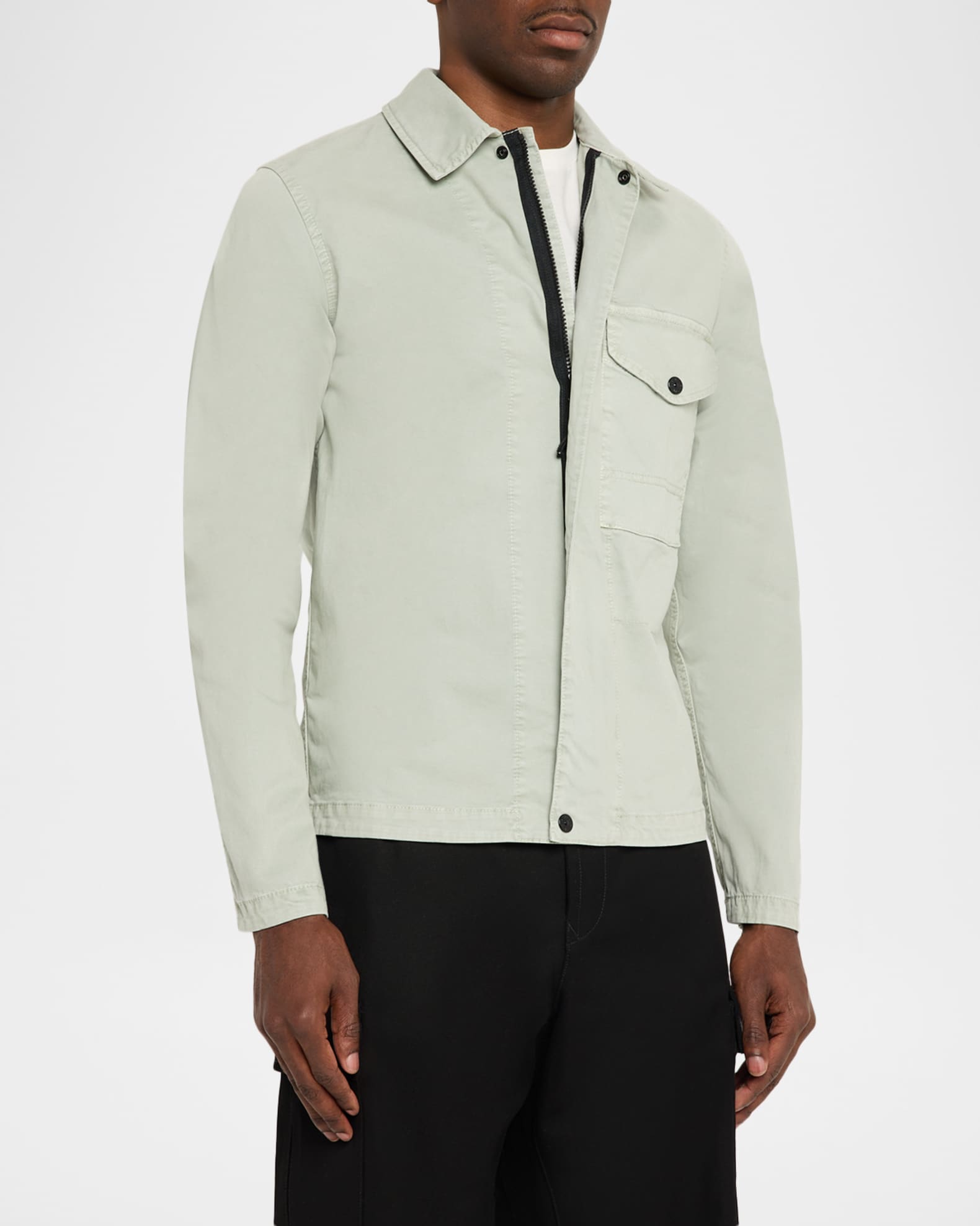 STONE  シャツジャケット Stone Island Men's Cotton Stretch Full-Zip Shirt Jacket | Neiman
