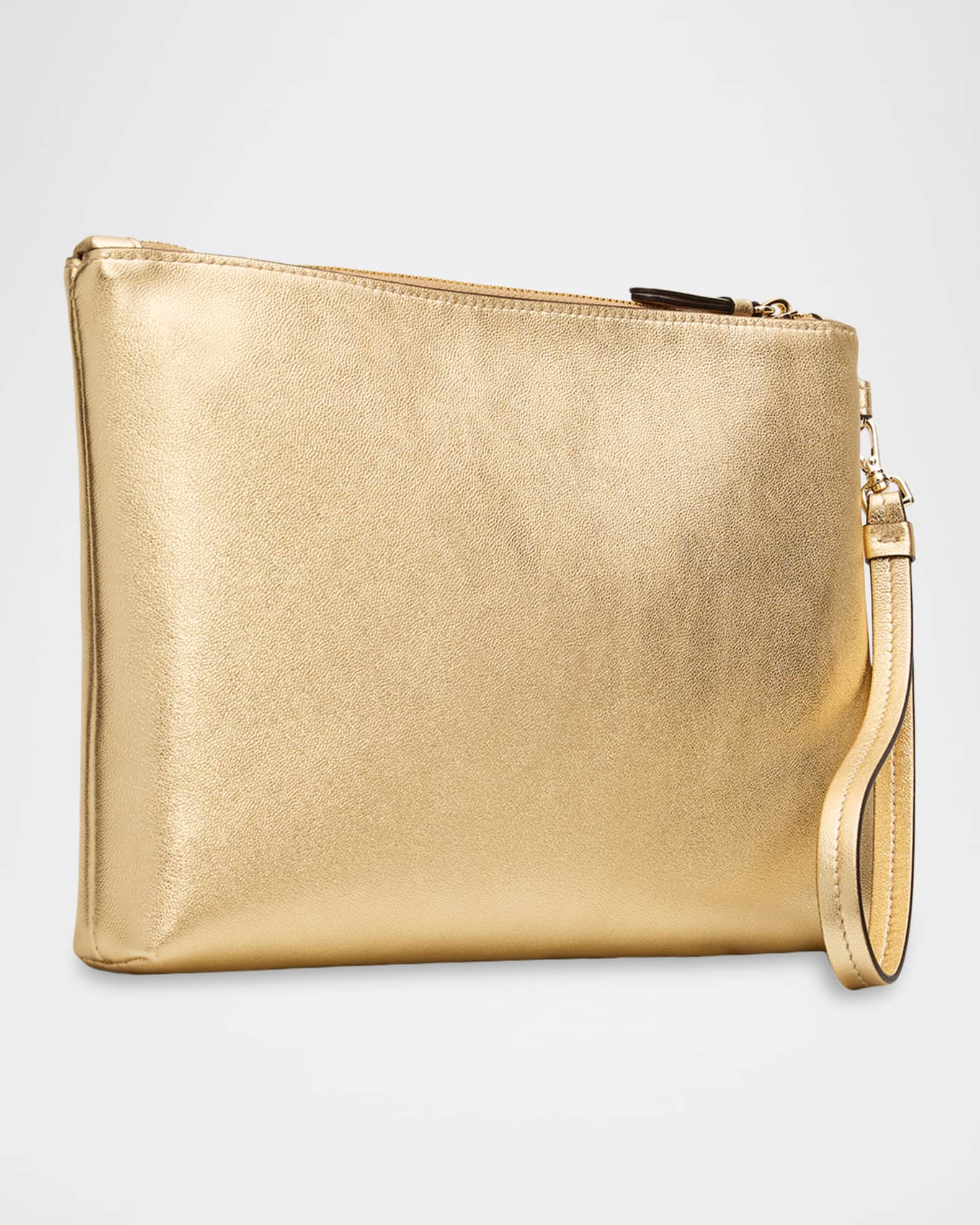 Jimmy Choo Metallic Leather Pouch Bag | Neiman Marcus