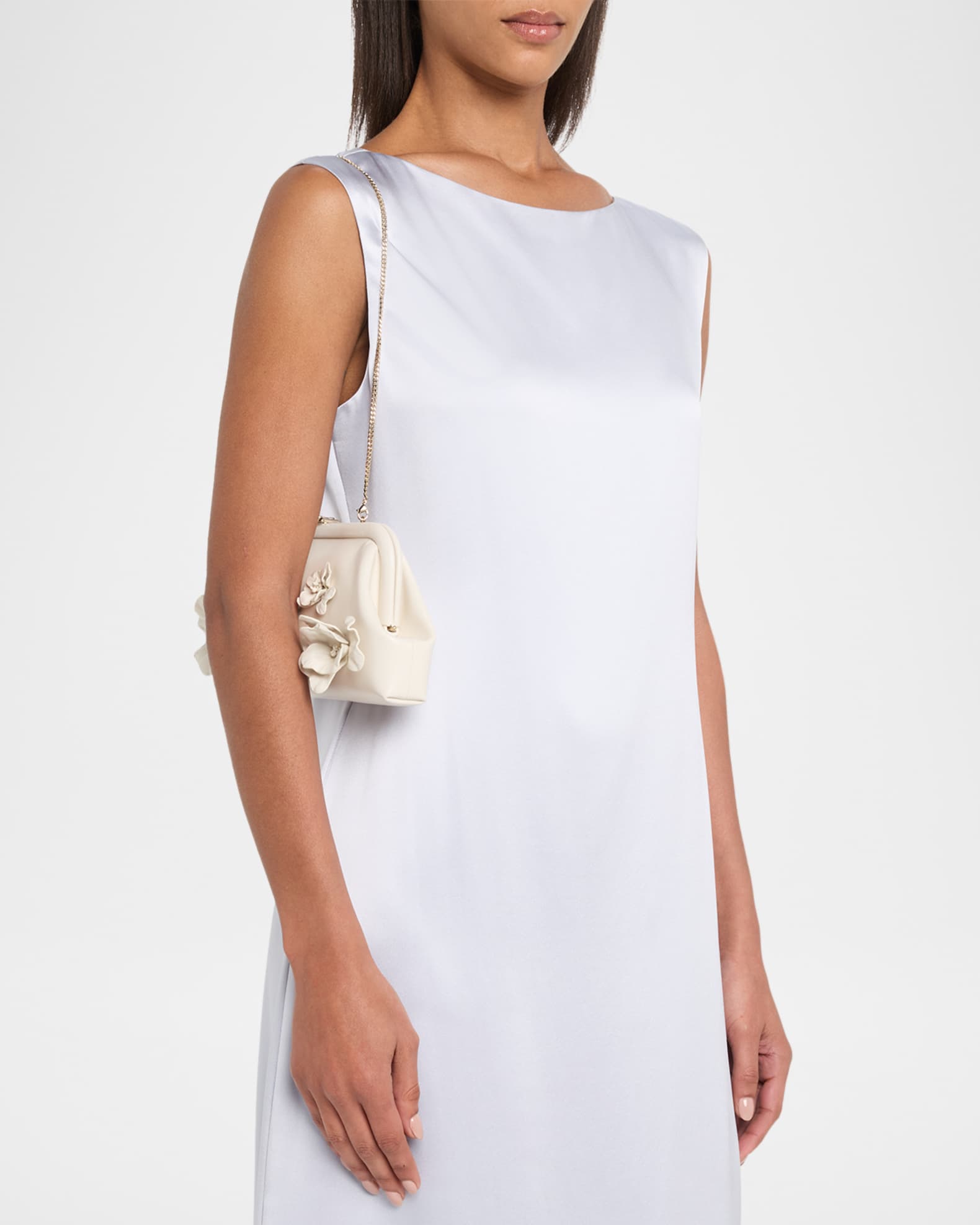 Jimmy Choo Skylar Floral Applique Leather Clutch Bag | Neiman Marcus