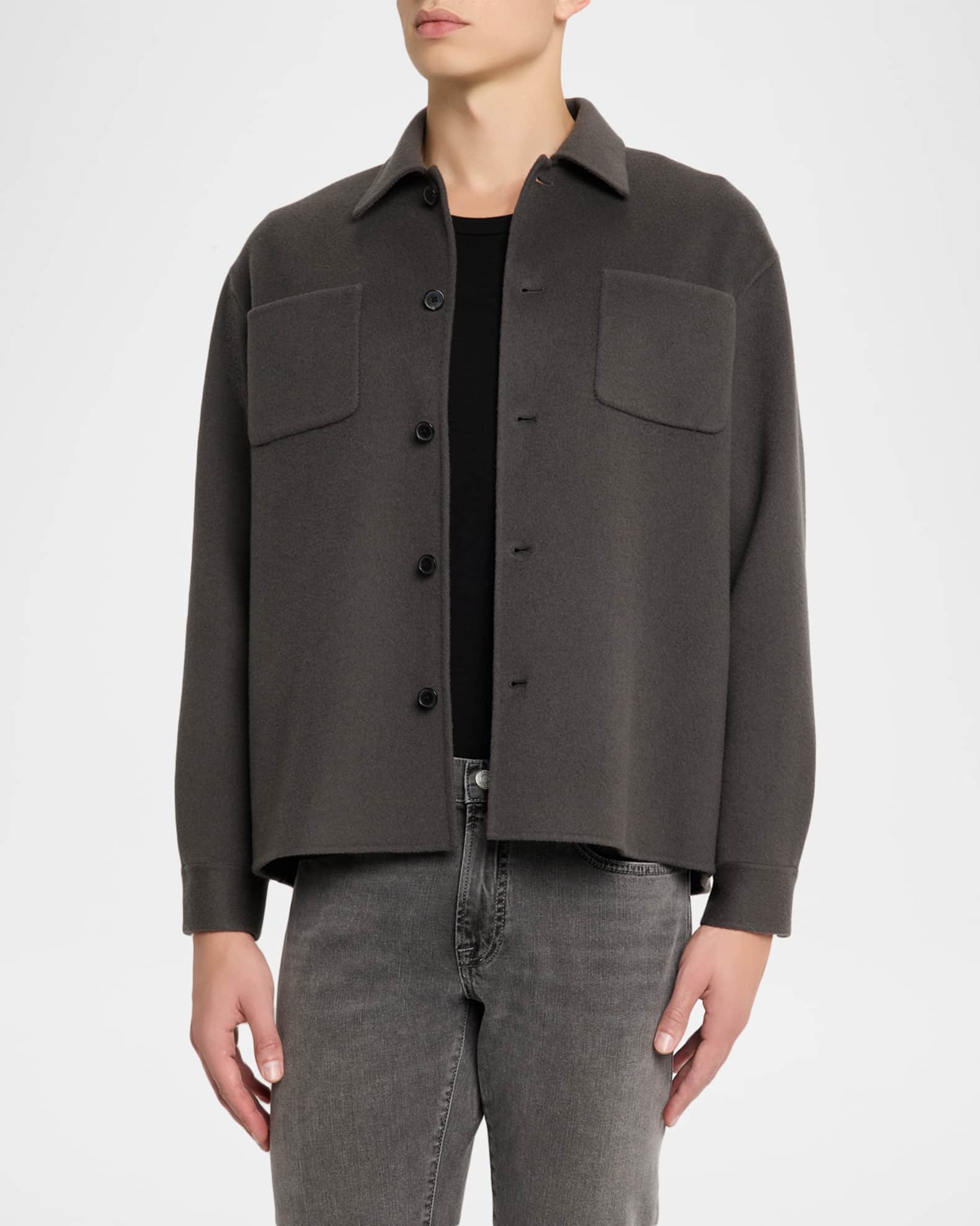 FRAME Men's Wool Double-Face Shirt Jacket | Neiman Marcus