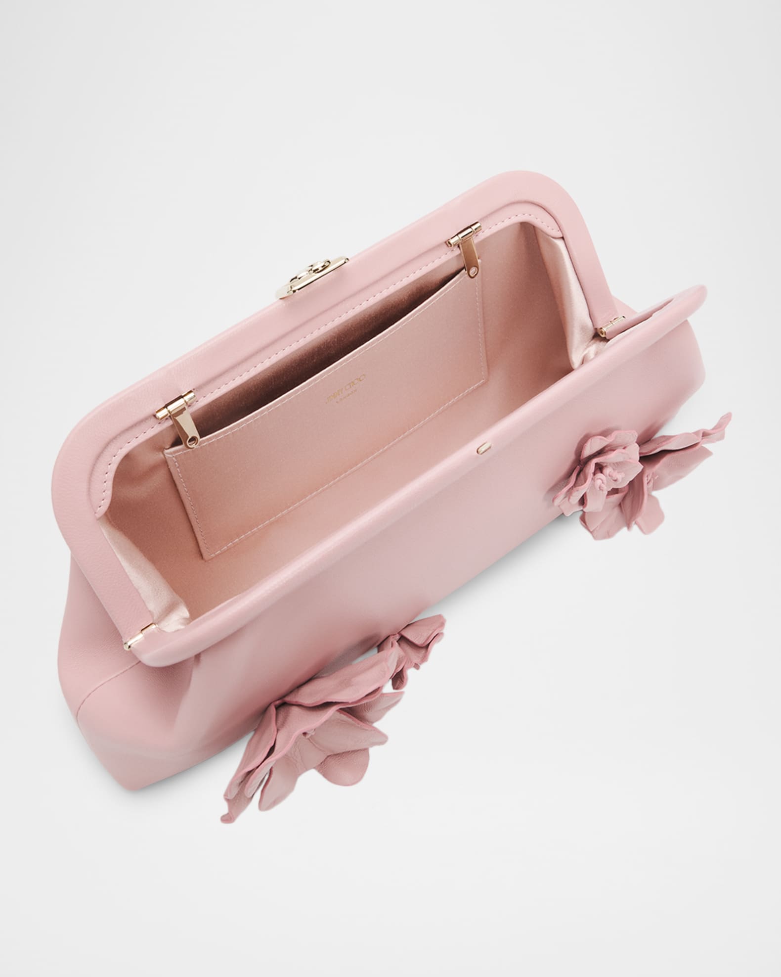 Jimmy Choo Skylar Floral Applique Leather Clutch Bag | Neiman Marcus