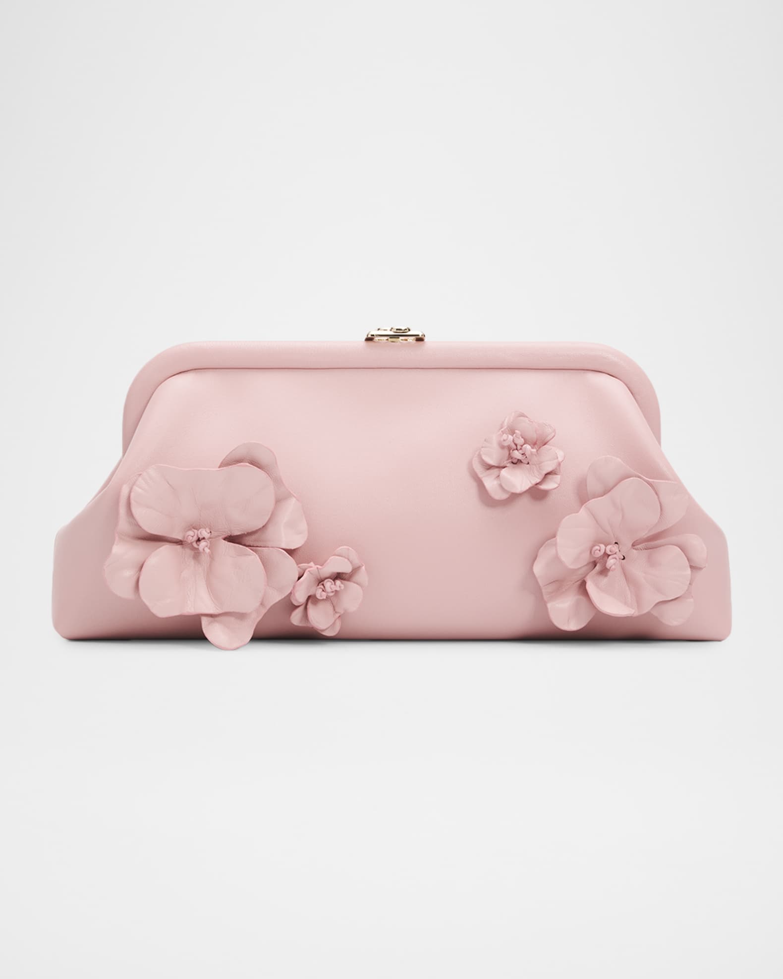 Jimmy Choo Skylar Floral Applique Leather Clutch Bag | Neiman Marcus