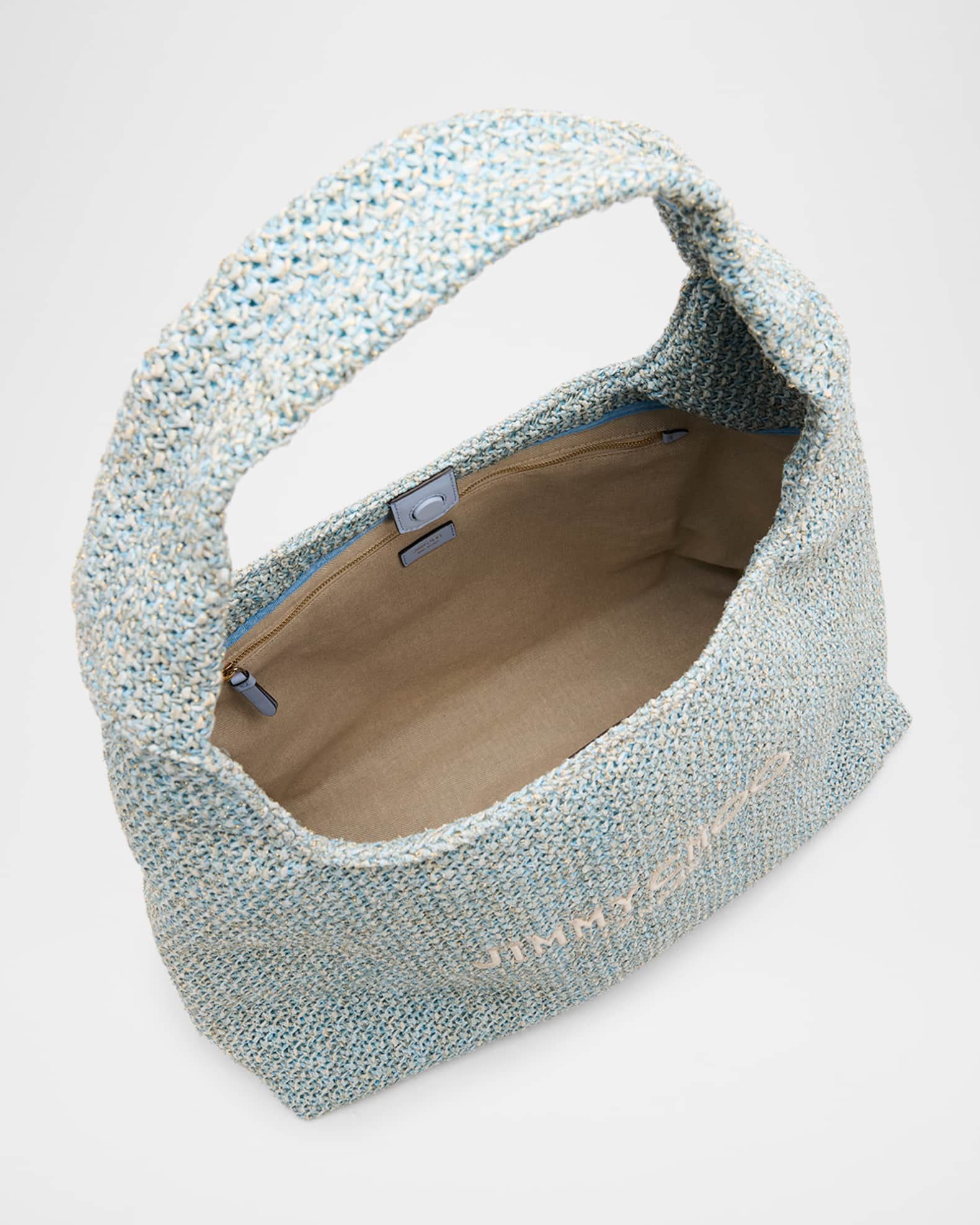Jimmy Choo Beach Diamond Raffia Hobo Bag | Neiman Marcus