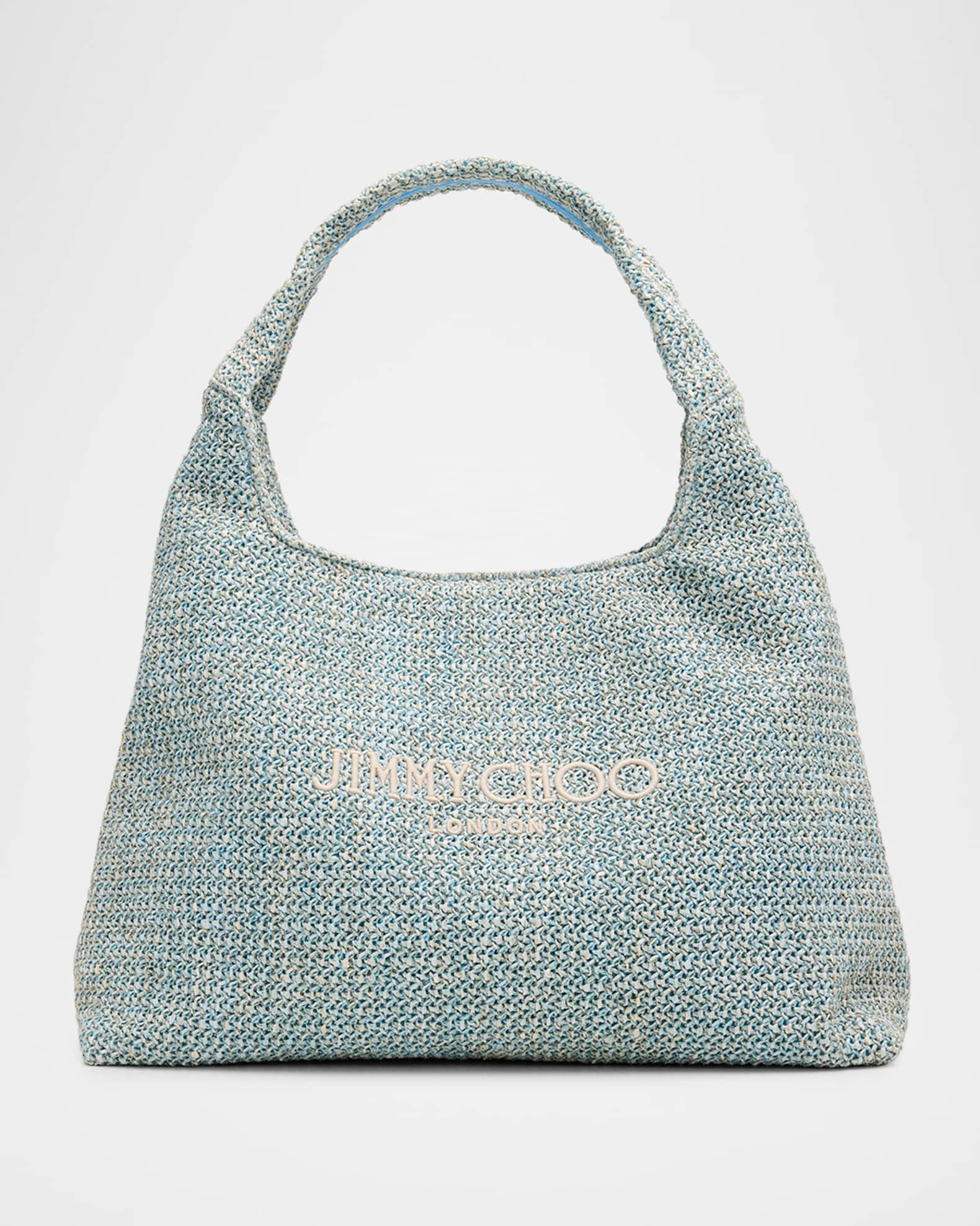 Jimmy Choo Beach Diamond Raffia Hobo Bag | Neiman Marcus