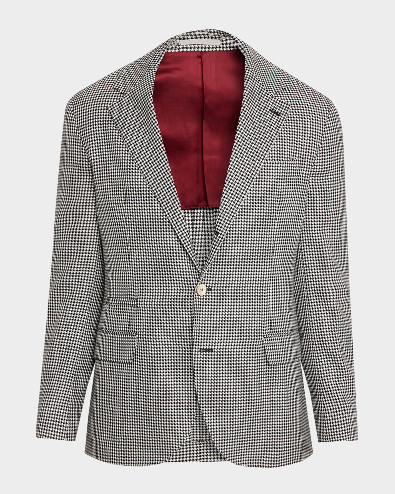 極美品Brunello Cucinelliジャケット イタリア製最高級ライン Brunello Cucinelli Men's Wool, Silk and Linen Houndstooth Sport
