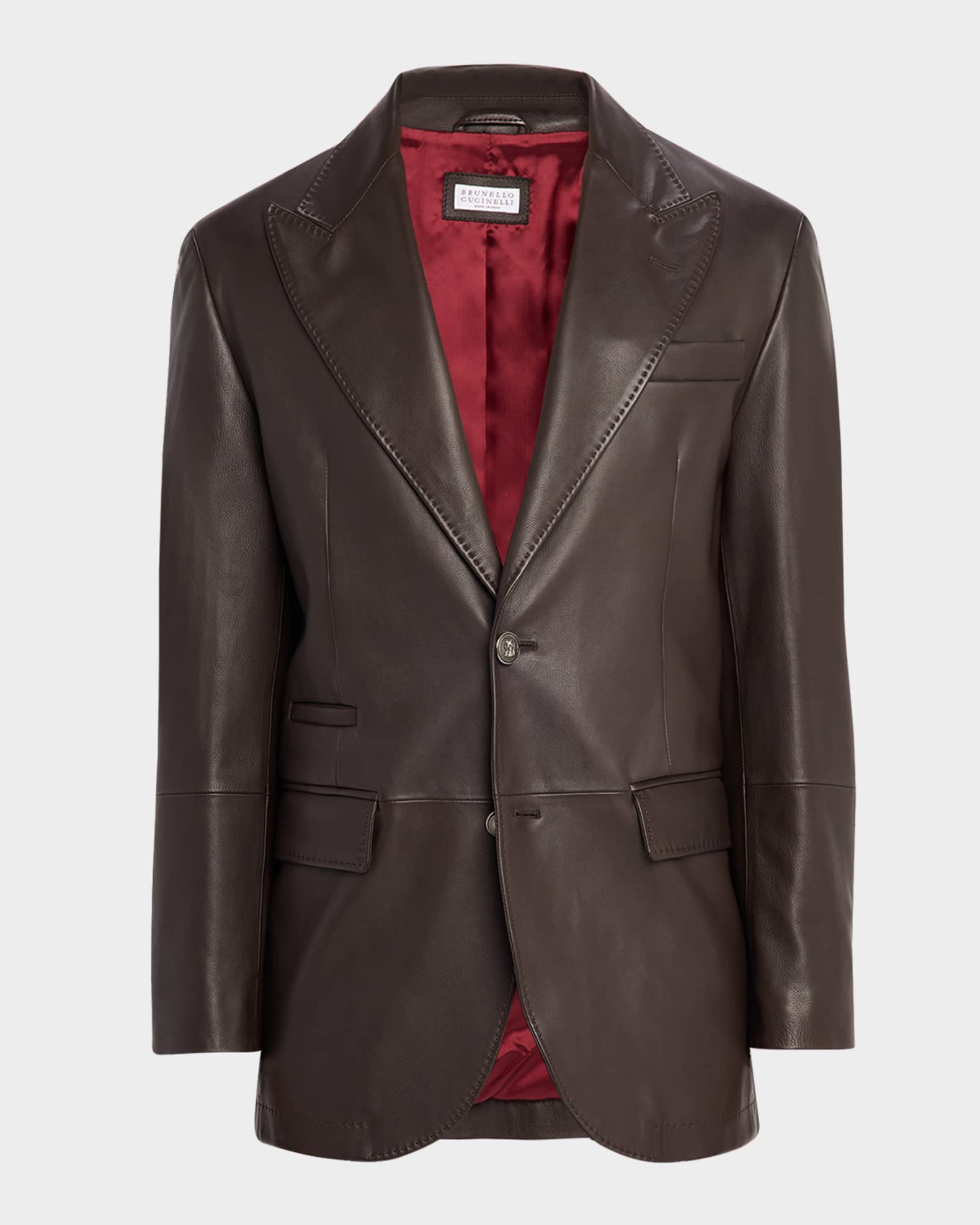 Brunello Cucinelli Men's Matte Calfskin Peak Lapel Blazer | Neiman