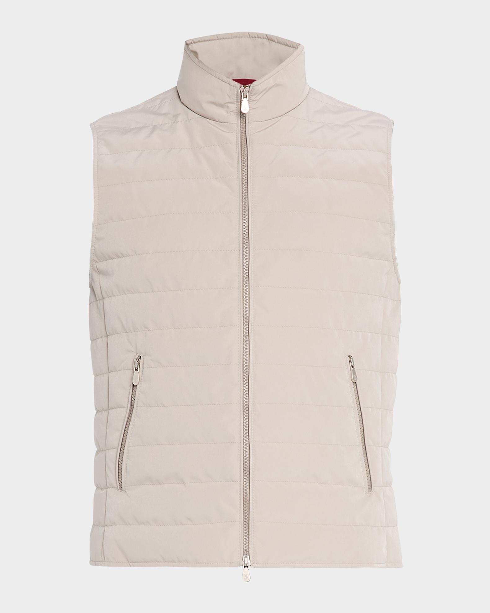 Brunello Cucinelli Men's Bonded Nylon Down Vest | Neiman Marcus