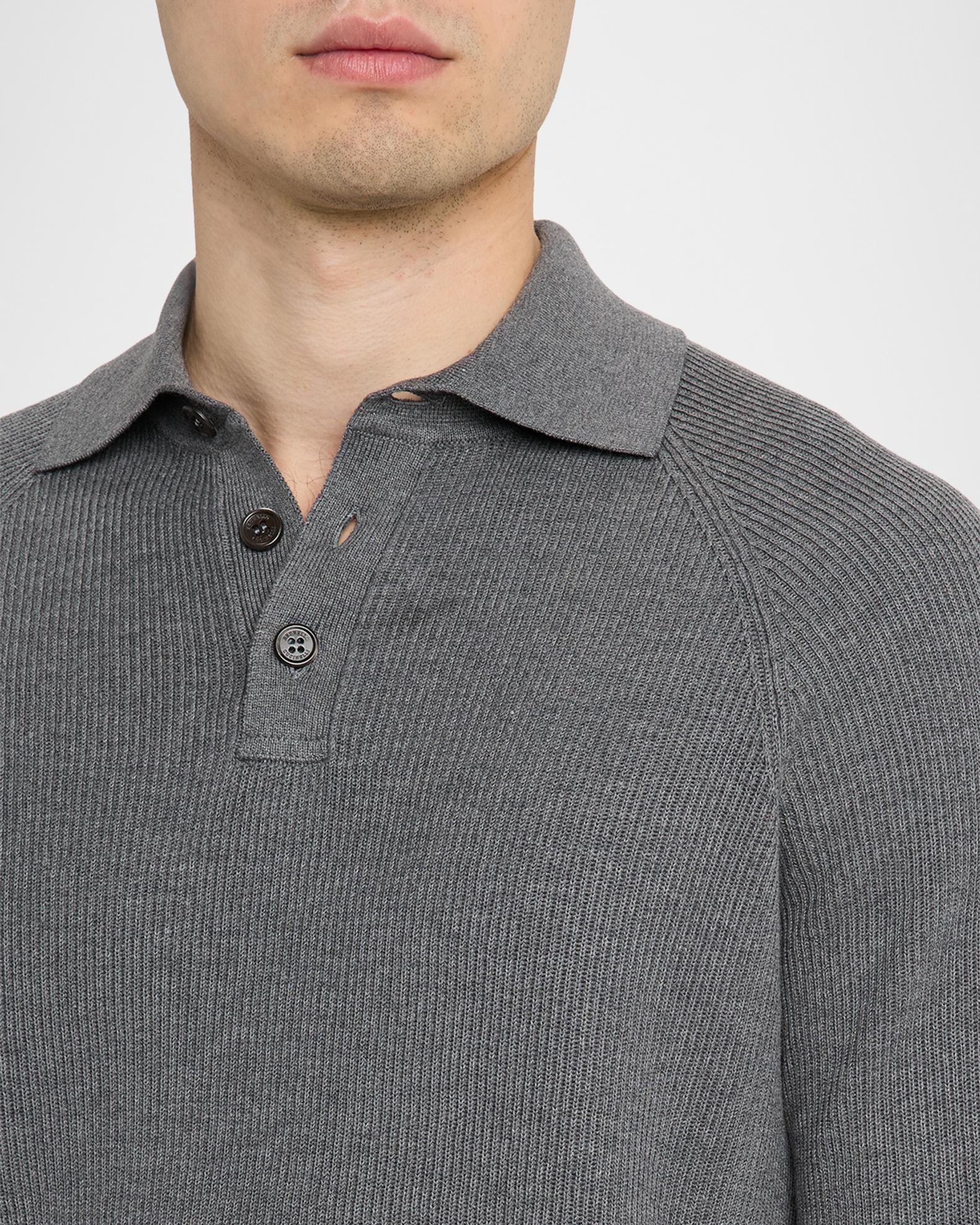 Brunello Cucinelli Men's Cotton English Rib Knit Polo Sweater
