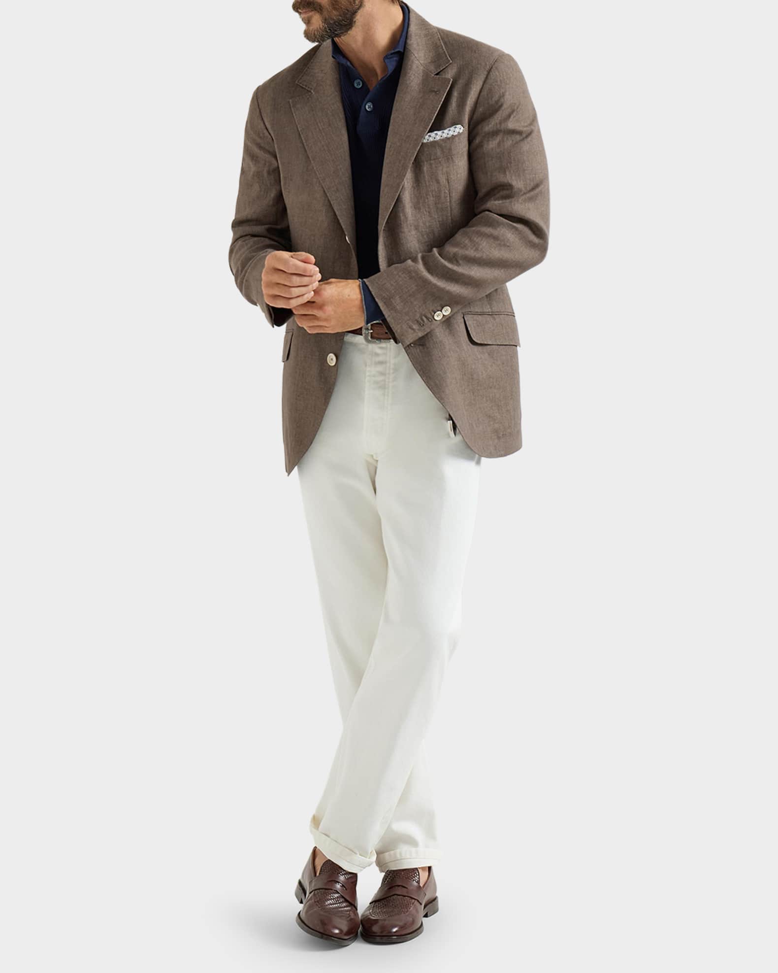 美品「BRUNELLO CUCINELLI」最高級コットン ポロ イタリア製　L Brunello Cucinelli Men's Cotton English Rib Knit Polo Sweater