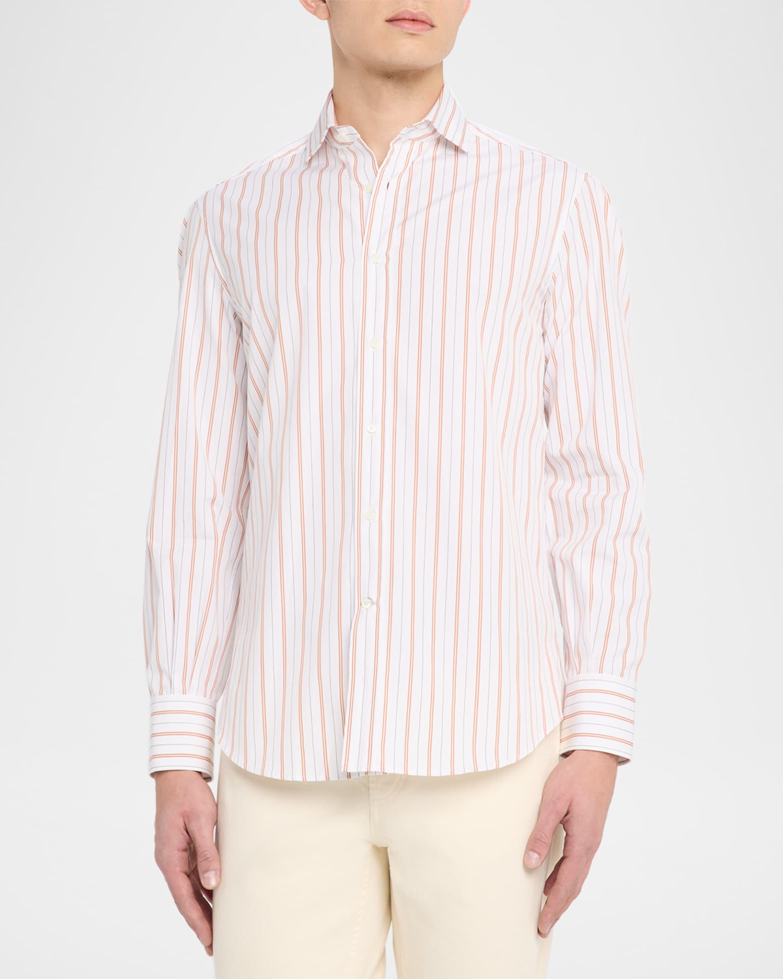 Brunello Cucinelli Men's Multi-Stripe Cotton Slim-Fit Button-Down