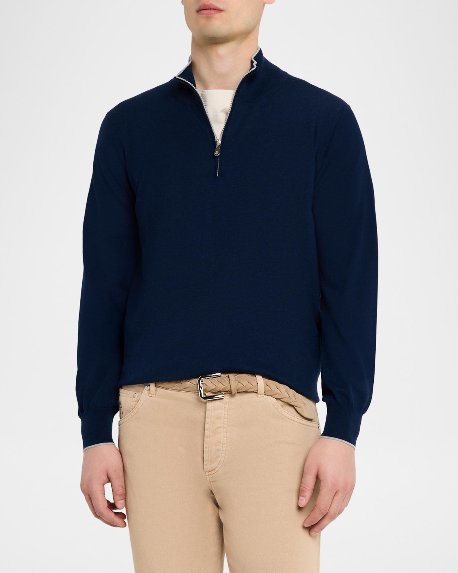 Brunello Cucinelli Men's Cotton Knit Quarter-Zip Sweater | Neiman