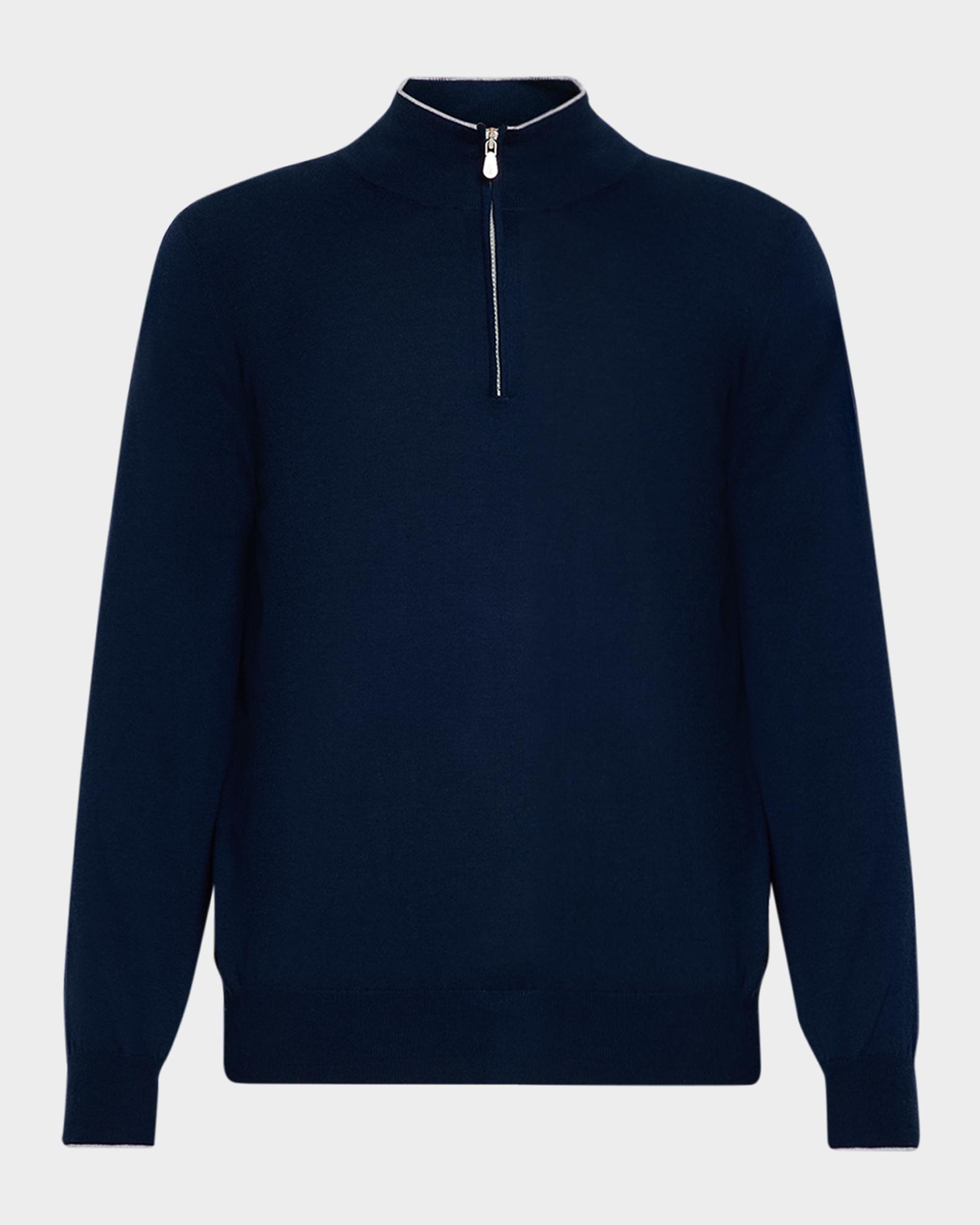 Brunello Cucinelli Men's Cotton Knit Quarter-Zip Sweater | Neiman
