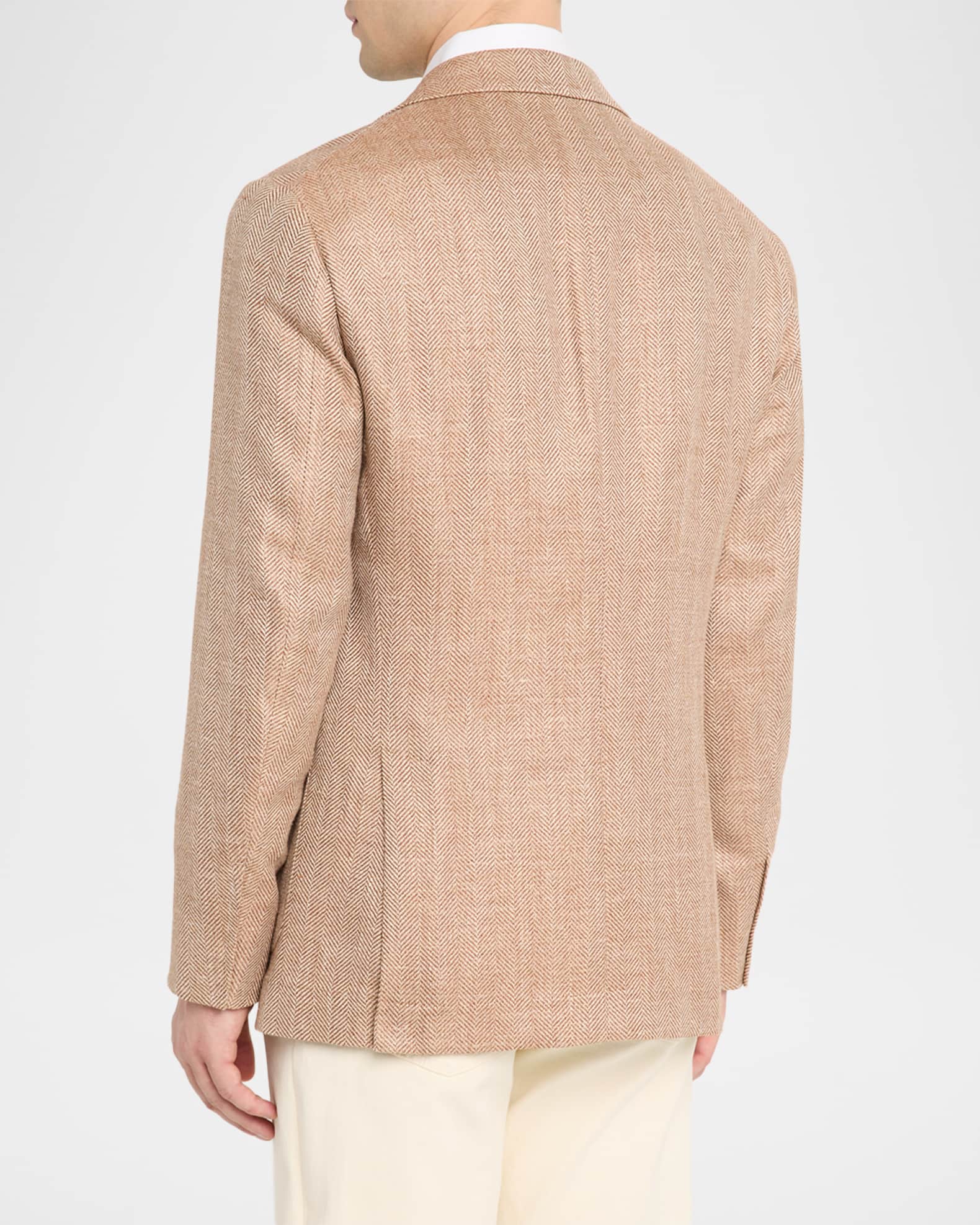 Brunello Cucinelli Men's Wool, Silk and Linen Herringbone Suit
